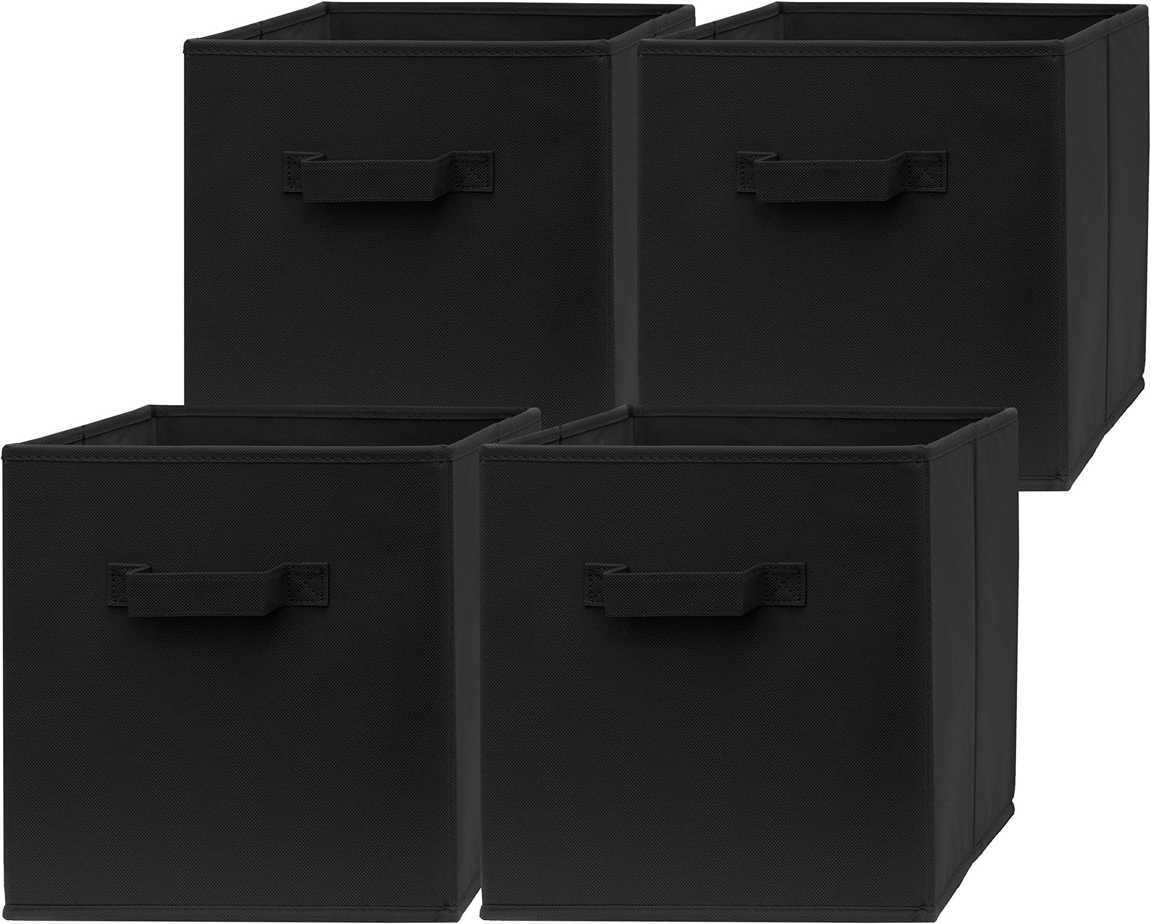 13 Inch Cube Storage Bins - 4 Pack - Large, Dual Handles, Foldable | 13x13 Fabric Bins for Organizing Closet, Clothes and Toys