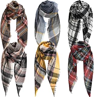 6 Pcs Women Winter Triangle Scarf Winter Plaid Scarf Women Warm Long Shawl Winter Wraps for Autumn Winter Supplies