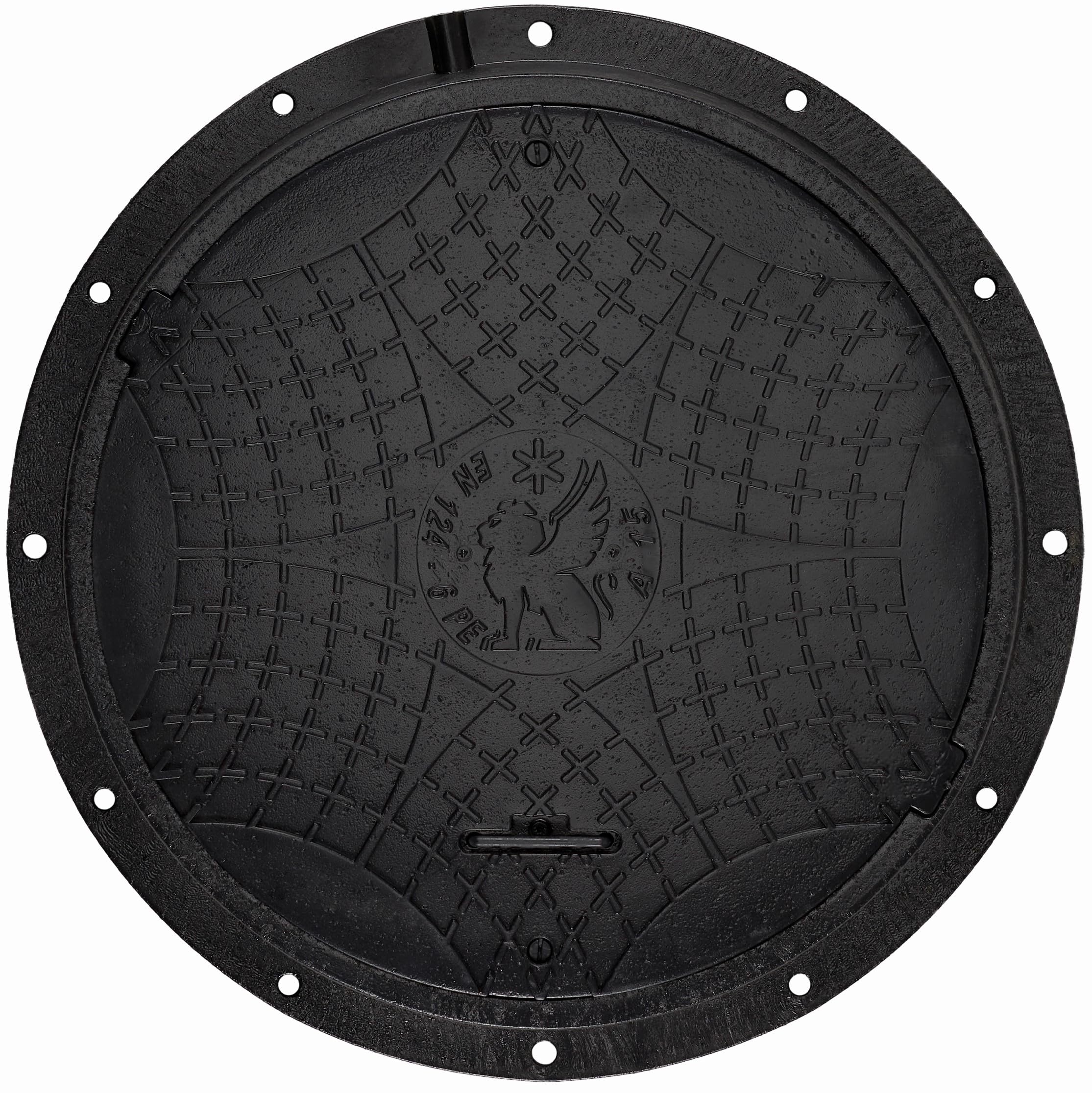 BABYLONPLAST Pokrywa zbiornika tylnego DN600/800 A15 Pokrywa zbiornika tylnego Ø600/800 mm, nośność do 15 kN, z systemem bezpieczeństwa, odporna na mróz i warunki atmosferyczne (czarna)