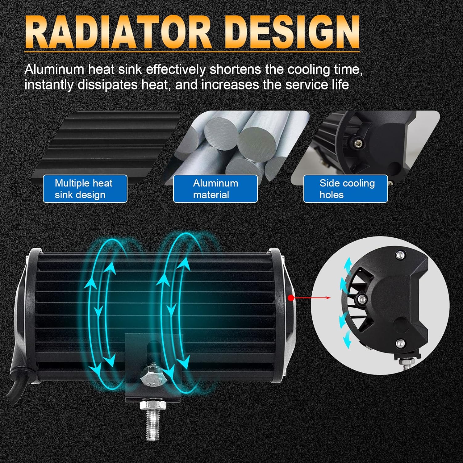 AUXTINGS 2 Piece 7 inch 36W Flood Led Light Bar Off Road Worklamp Driving Lamp for Jeep ATV SUV Mine Boat Off Road