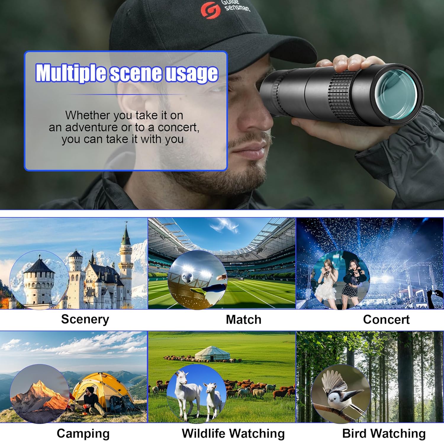 10-300x40 Military Telescope - Monoculars for Adults High Powered, Compact Monocular Telescope for Hunting, Star Gazing, Bird Watching, Travel (Smartphone Adapter & Tripod Include) - Image 7