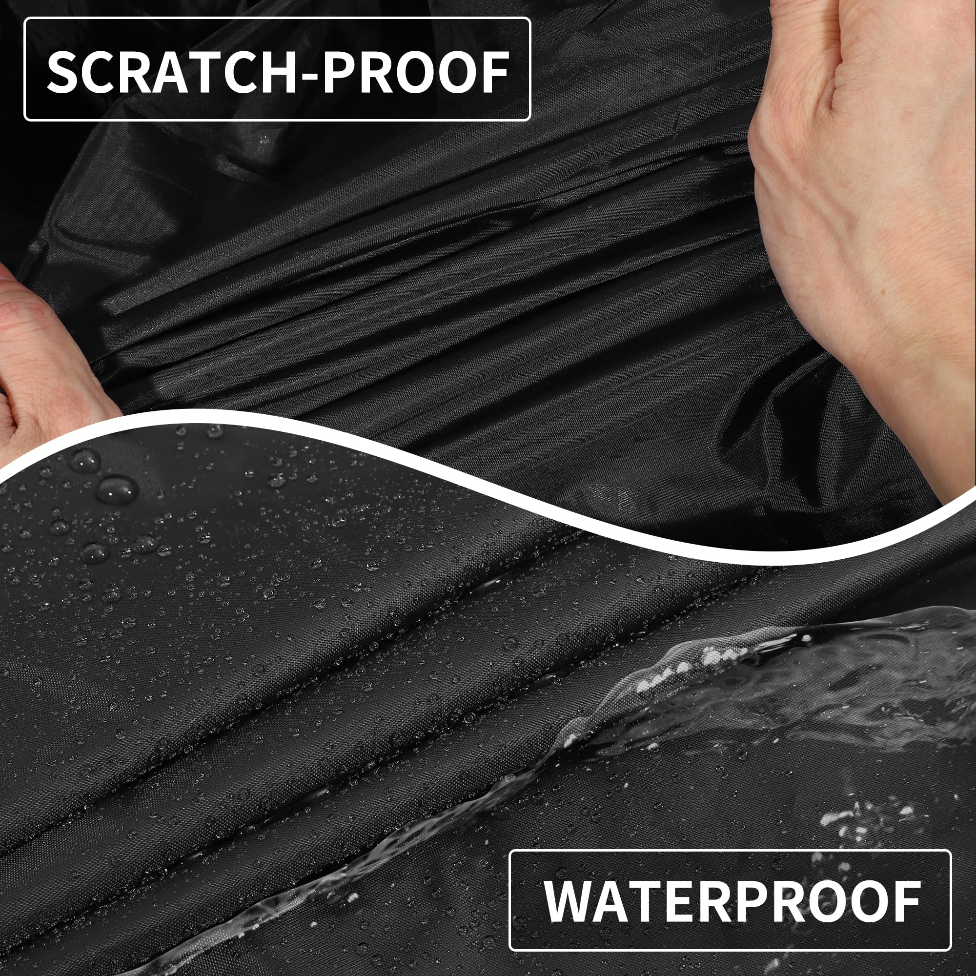 A ABSOPRO Housse Voiture pour Seat Ibiza Iv/V 2008-2021 210D-Pu Housse Voiture Extérieure Complète Toutes Saisons Imperméable Coupe-Vent Protection Solaire Fermeture Éclair Conducteur Noir