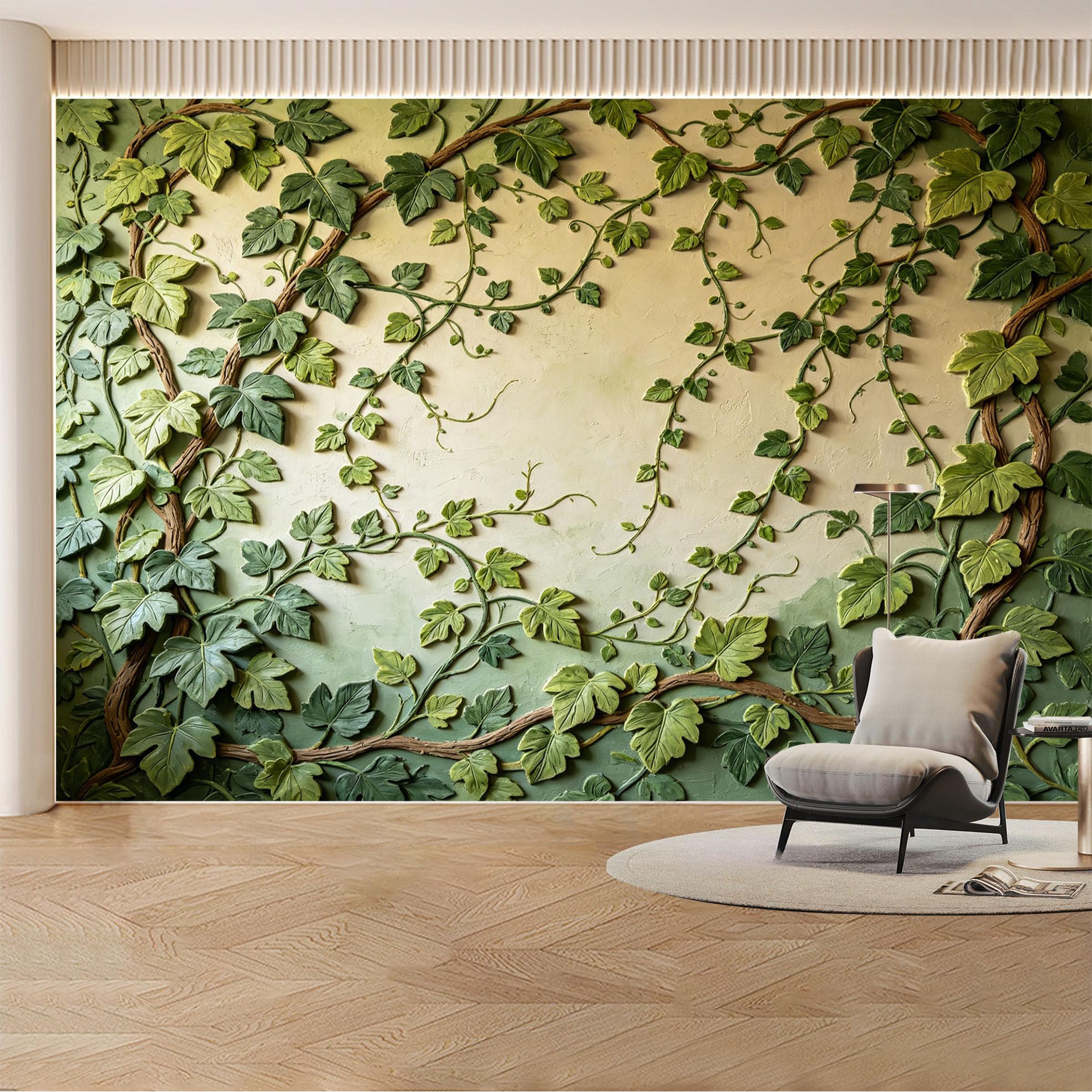Custom Wall Mural Wallpaper Ivy Vines Nature Landscape 3D Effect Wall Decor Mural Design Vintage Botanical Style Removable SelfAdhesive Large Photo for Living Room， Bedroom， Office