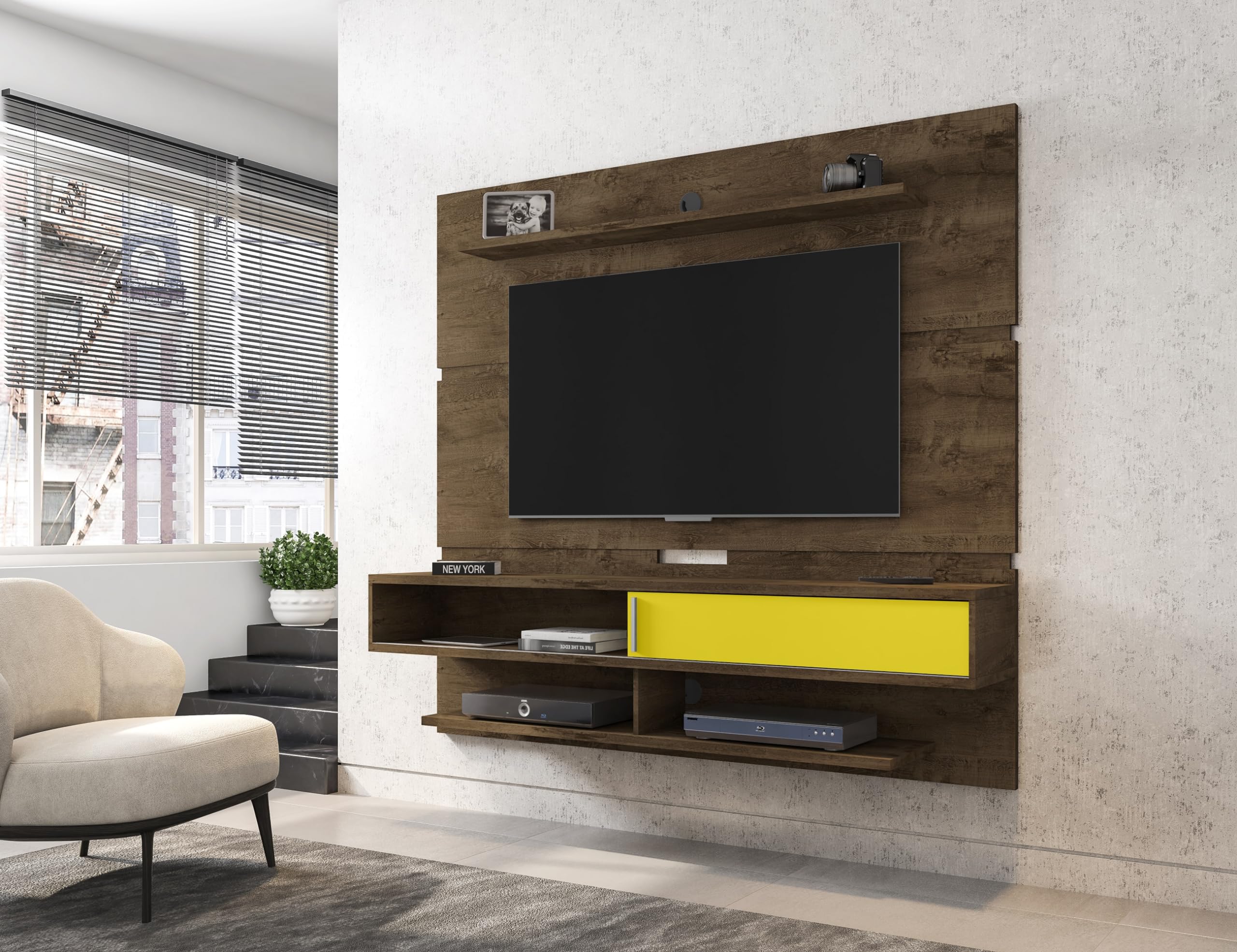 Manhattan Comfort Astor Modern Living Room Floating Entertainment Center with Media Shelves, 70.86