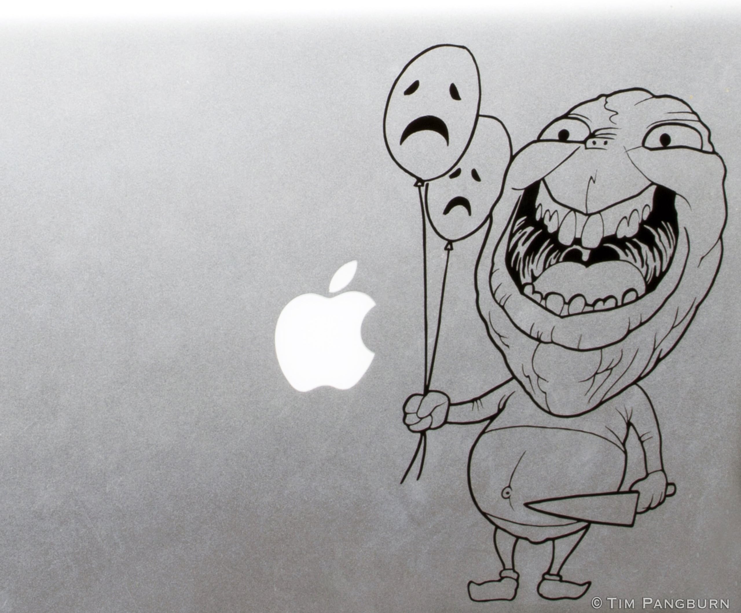 Creepy Smile Balloon Boy Guy with Knife and Sad Balloons MacBook Laptop Vinyl Decal