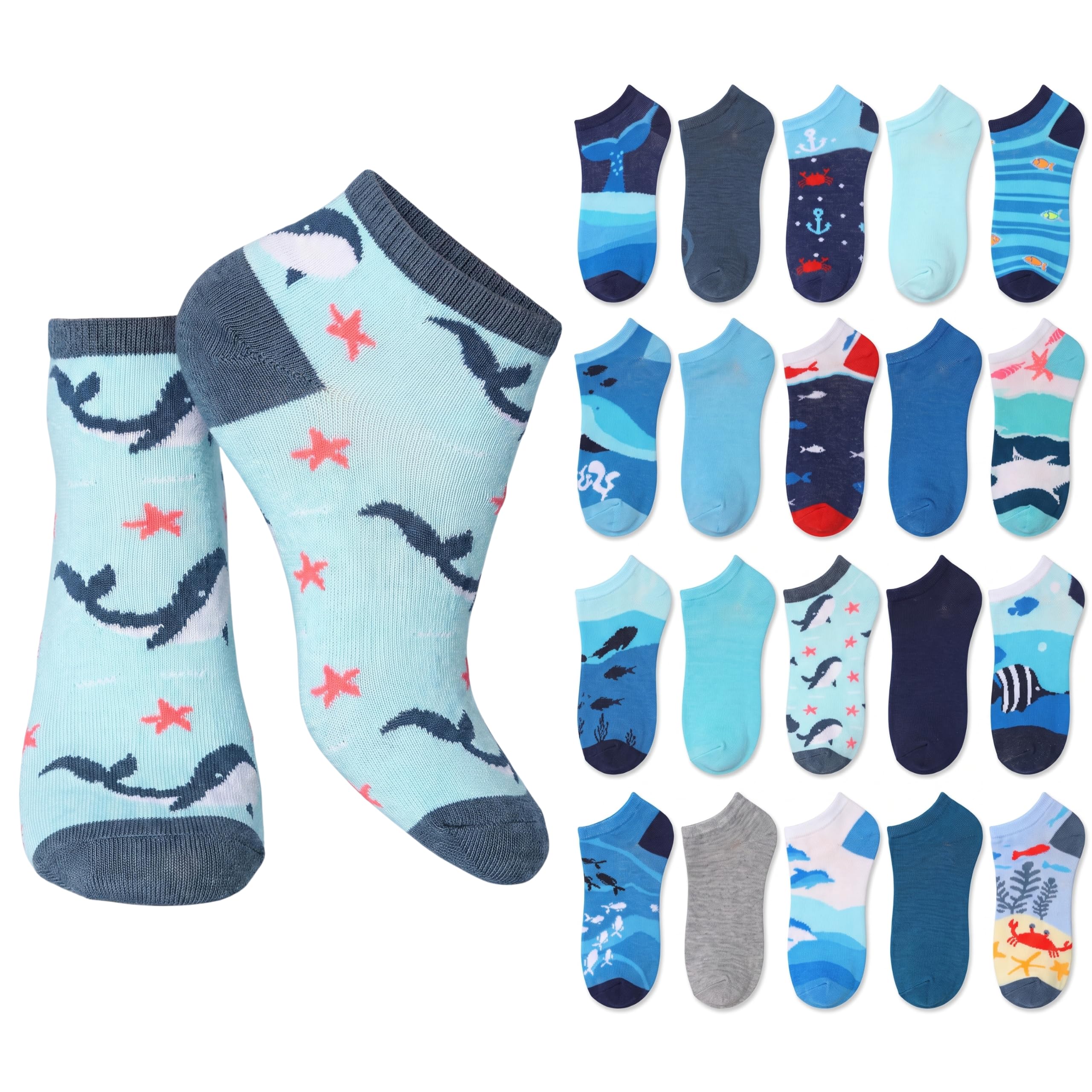 Tipi Toe Women’s 20 Pack Colorful Low Cut Socks – Lightweight, Breathable Design for All-Day Comfort Sizes 9-11/10-13