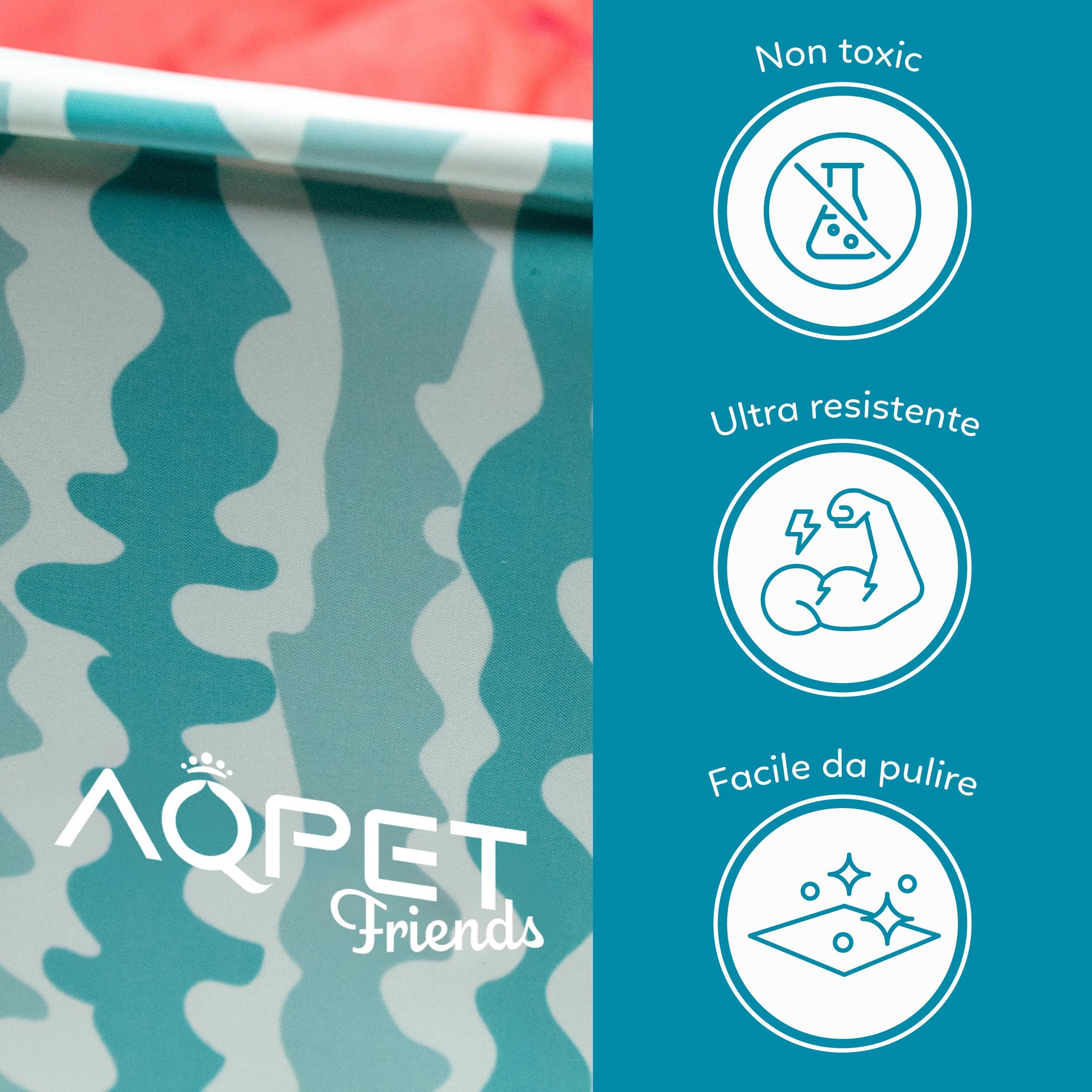 AQPET AqpetFriends Piscina in plastica per Cane Animali Domestici Pieghevole da Giardino Fantasia Fruit, 80x20 cm