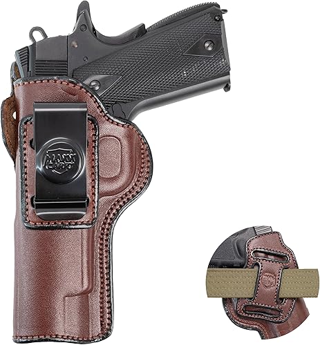Miniatura 1 de Maxx Carry Funda de cuero prémium para pistola OWB e IWB de 4 vías para Taurus 1911 de tamaño completo de 5 pulgadas  Colt 1911  Kimber 1911  Ruger
