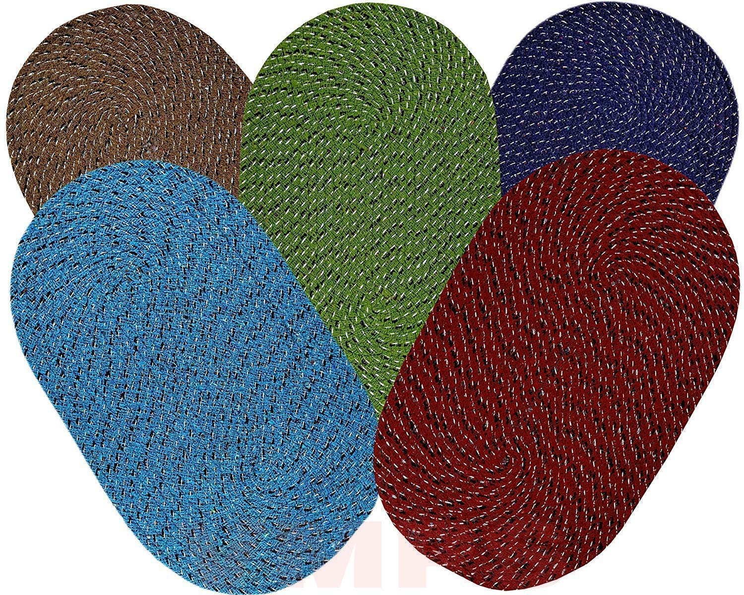 Soulful Creations Cotton Door Mats for Home and Office Set of 5 Pieces (Combo) 31 x 49 cm Multicolor-image-1