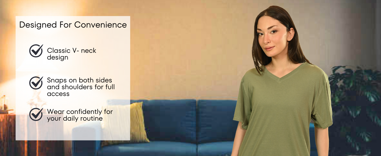 トップス 2way detachable collarliberty printshirt Amazon.com: Post Surgery Shirt with Discreet Left & Right Side