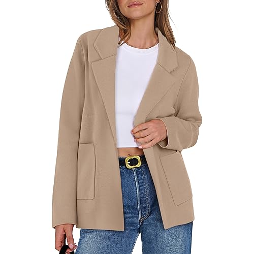 ANRABESS Women Blazer Cardigan Sweater Chunky Open Front Lady Jacket Coat Fall Outwear Coatigan 2024 Trendy Outfits