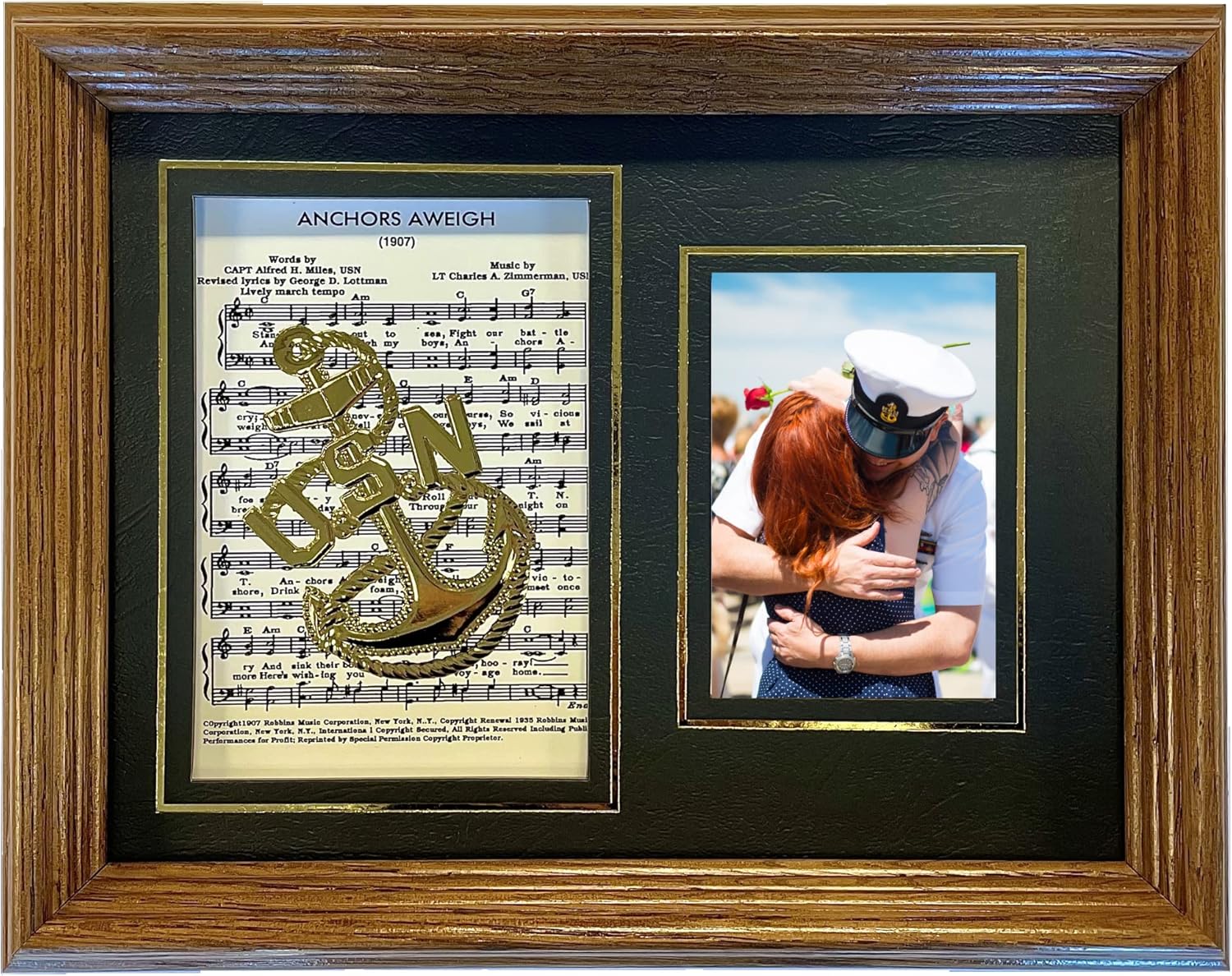 Northern Promotions US Navy Veteran Gift – 14x18 Vertical Frame with 11x14 Opening and USN Emblem – Black Picture Frame, Dark Gray Mat with Silver Trim - RTC Grad Tribute Retirement