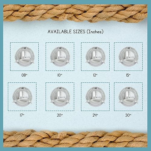 Miniatura 4 de Nagina International Espejo y ventana de aluminio náutico con recubrimiento en polvo plateado Deco Premium - Reloj de buey pirata - Decoración