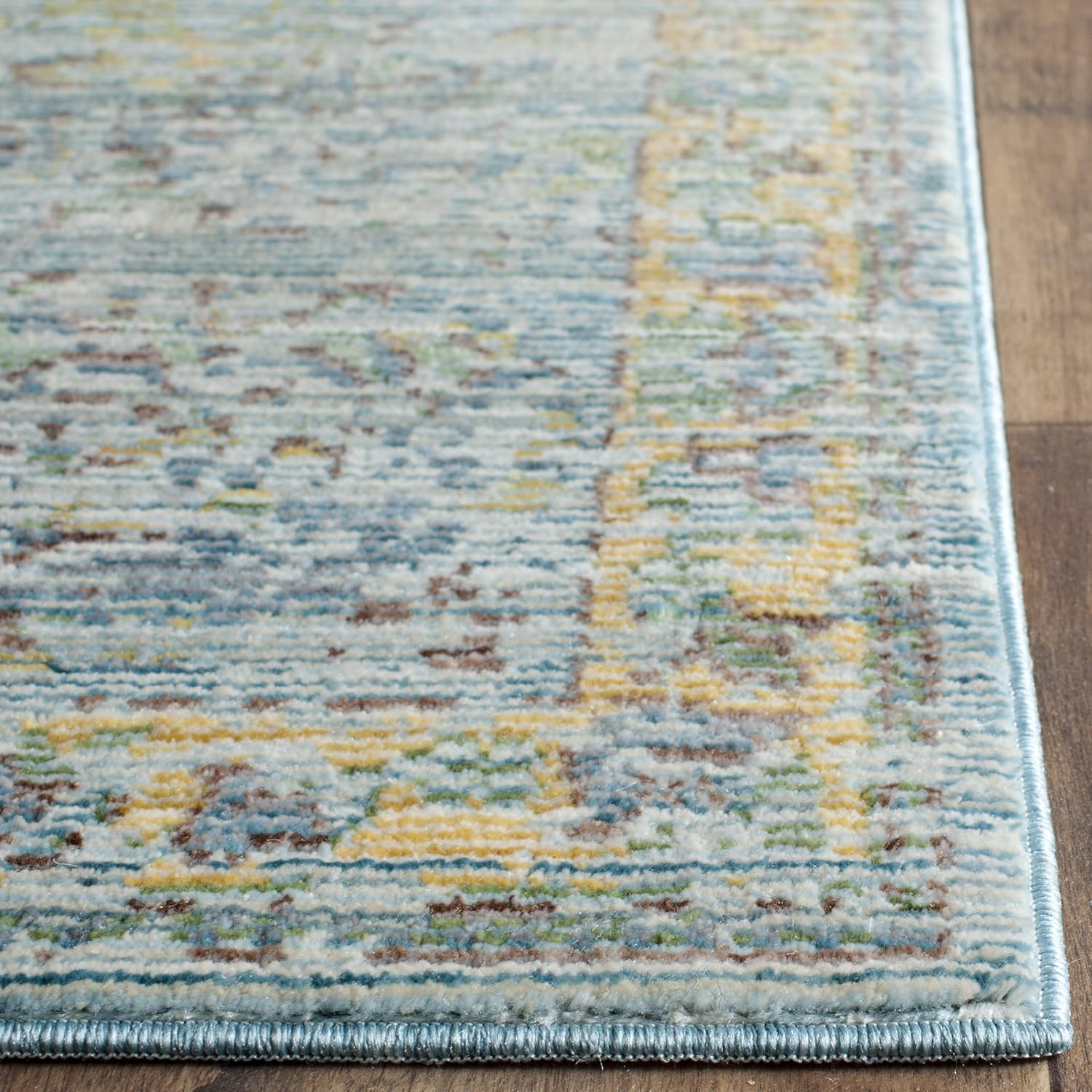 SAFAVIEH Area Rug 8x10 - Valencia Collection - Large - Light Blue & Turquoise, Boho Chic Distressed Design, Non-Shedding & Easy Cleaning, Ideal for Living Room, Bedroom, Office, Dining Space (VAL113G)