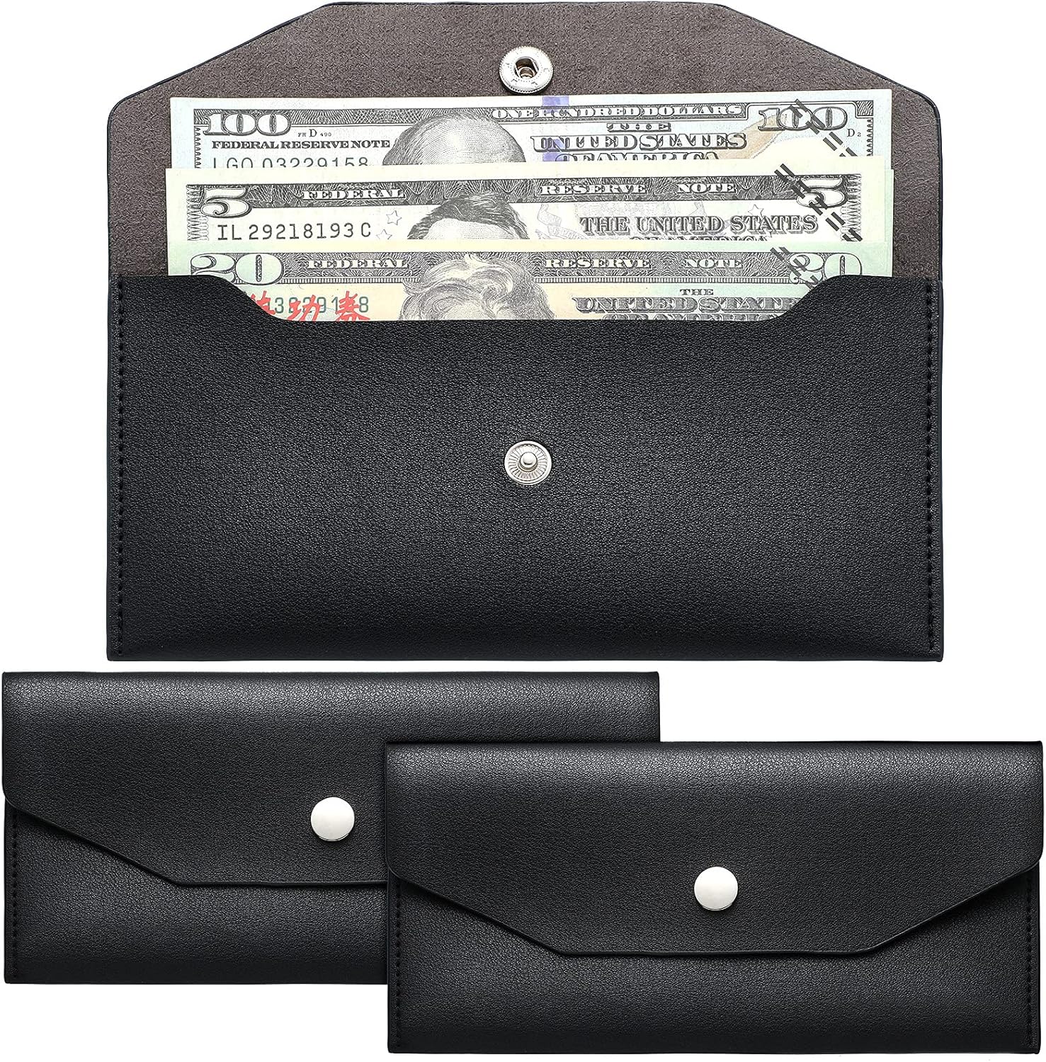 2 Pieces Cash Envelope Wallet Cash Wallet Envelope System Leather