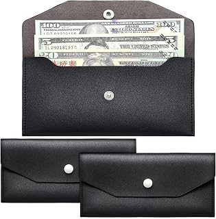 Chinco 2 Pieces Cash Envelope Wallet Money Pouch Reusable PU Leather Budget Waterproof System Envelopes for Men Women Budgeting Cash Check Billing(Black)
