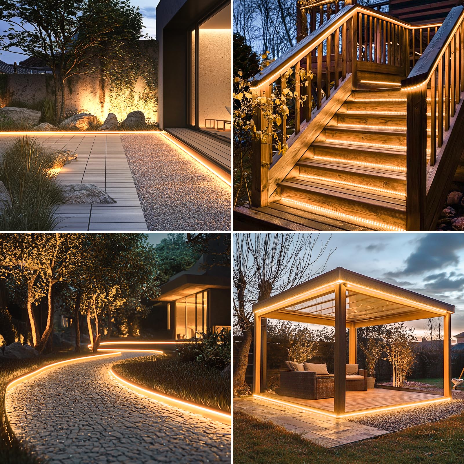 Tiras de luces LED solares al aire libre, tira de luces LED de 5M con 320 luces LED con control remoto, 8 modos de luces de jardín solares al aire libre, luz de cuerda impermeable para cerca, porche