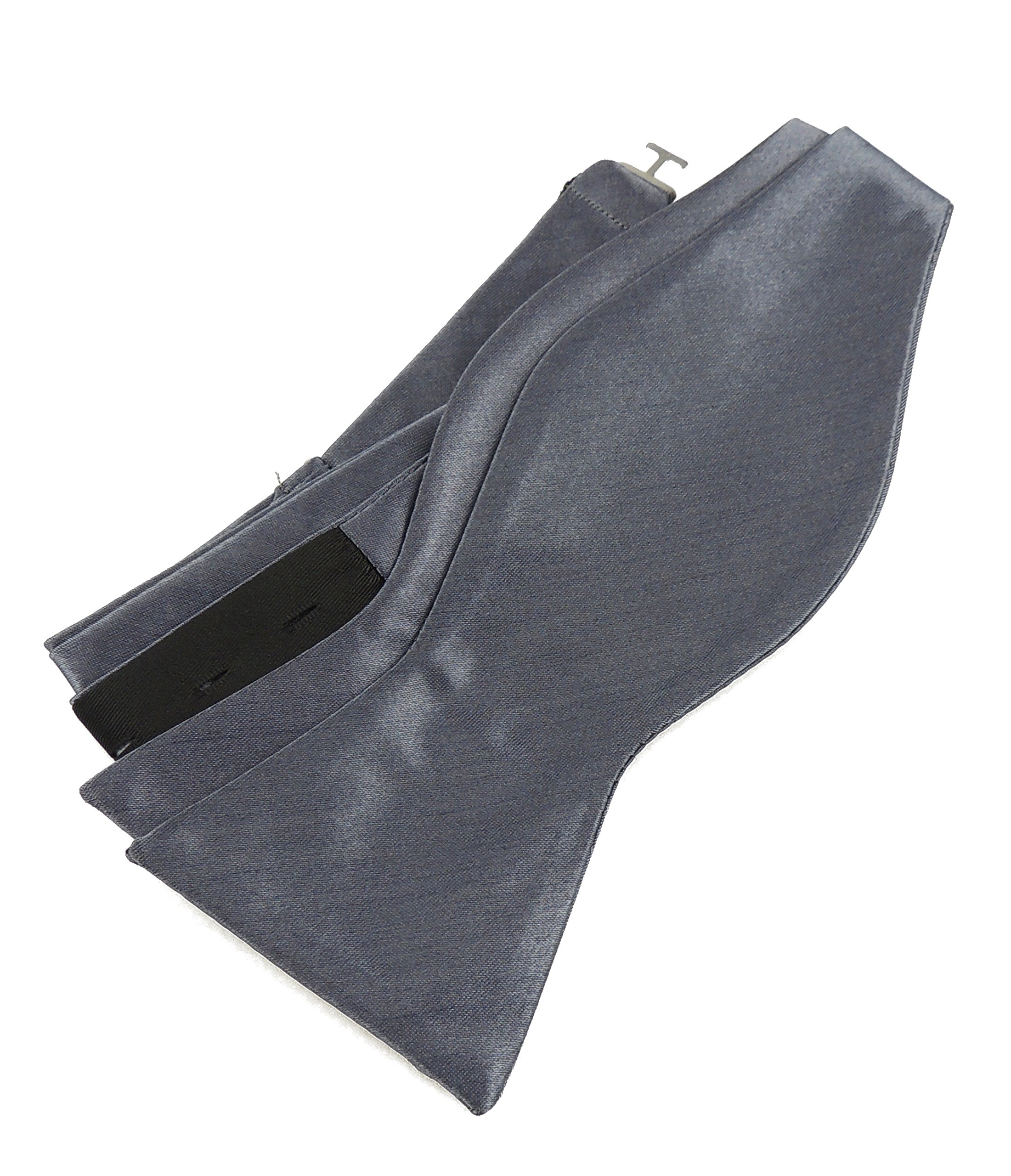 Glamour Girlz Mens Self Tie Evening Black Tie Wedding Groom Solid Colour Bow Tie Dark Grey