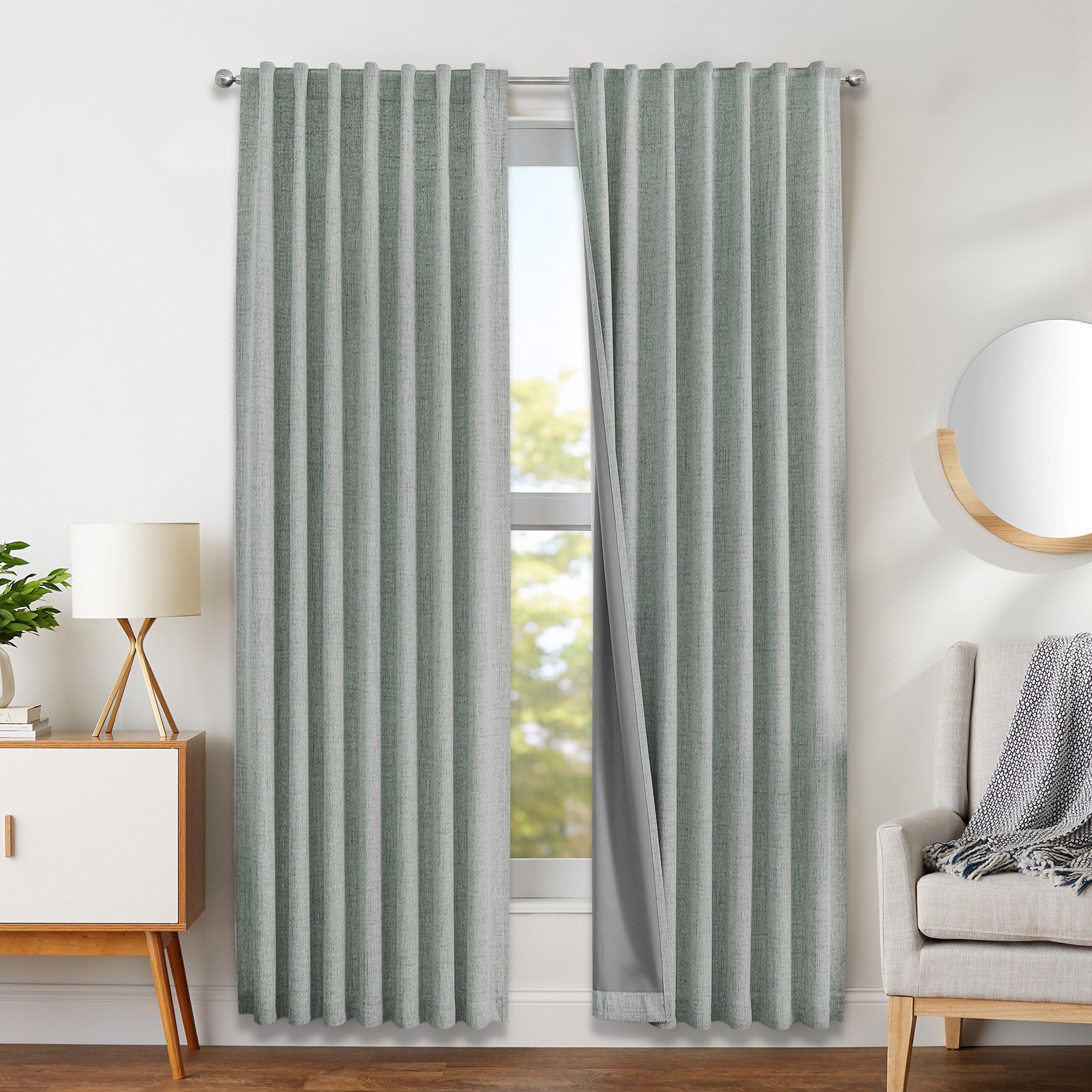 Joydeco 100% Blackout Curtains 120 inches Long Natural Linen Drapes 2 Panels Set Burg for Bedroom Living Room Black Out Darkening Curtain Thermal Insulated Back tab Rod Pocket(52x120 inch,Sage Green)