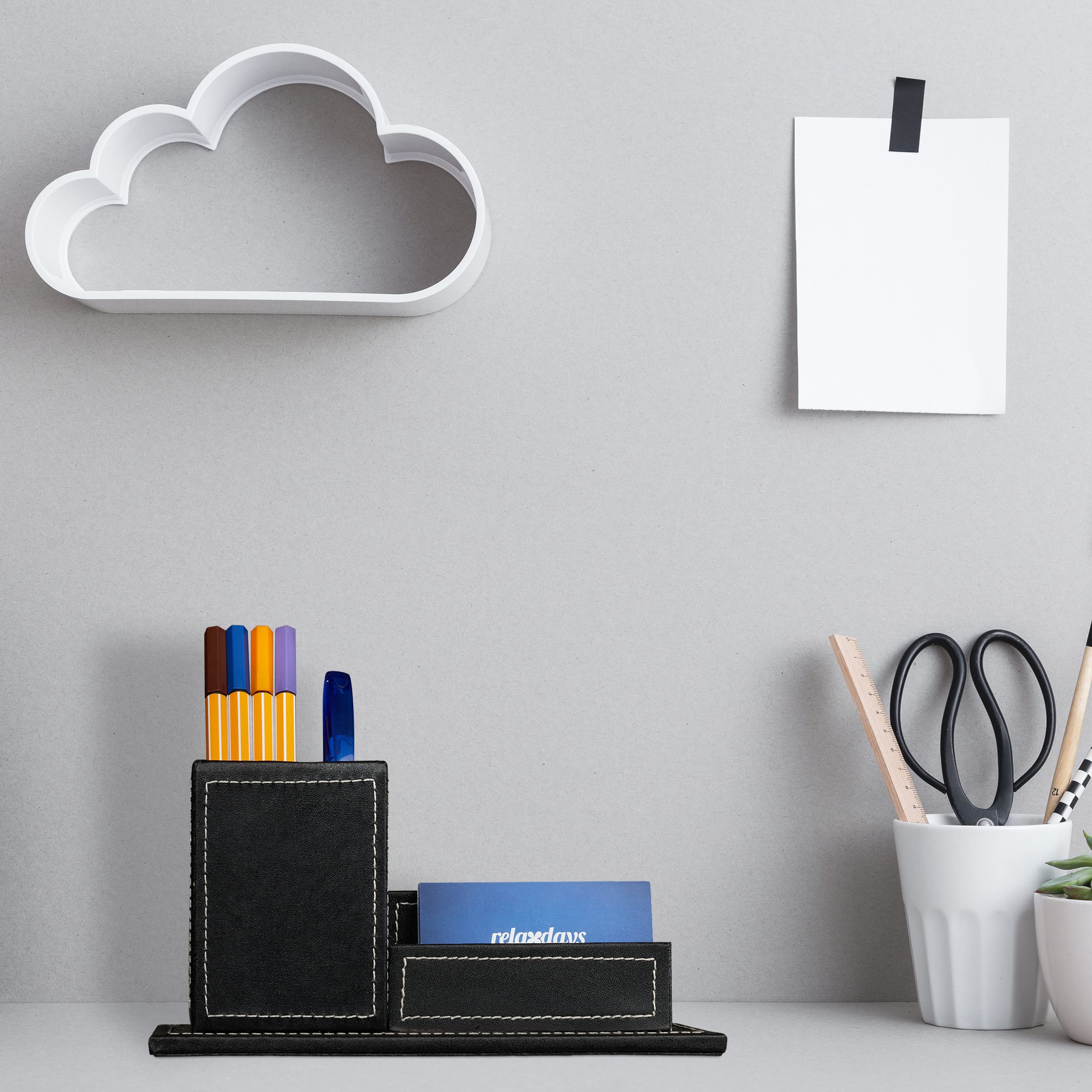 QOTSTEOS Porta Biglietti Da Visita Alluminio - Moderno Per Ufficio - Nero - Foto 7