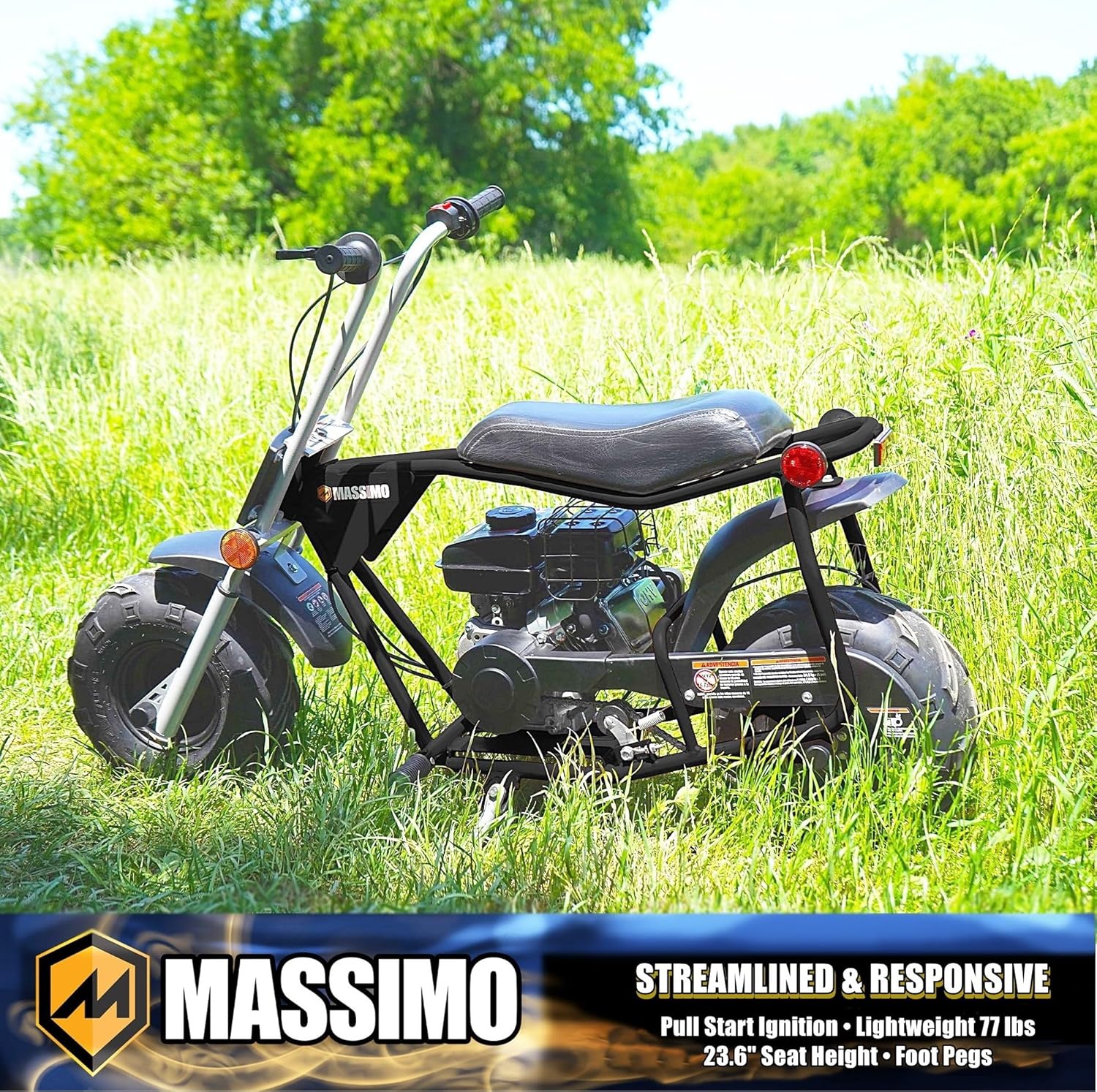 Massimo MB100 Mini Bike parked in grass