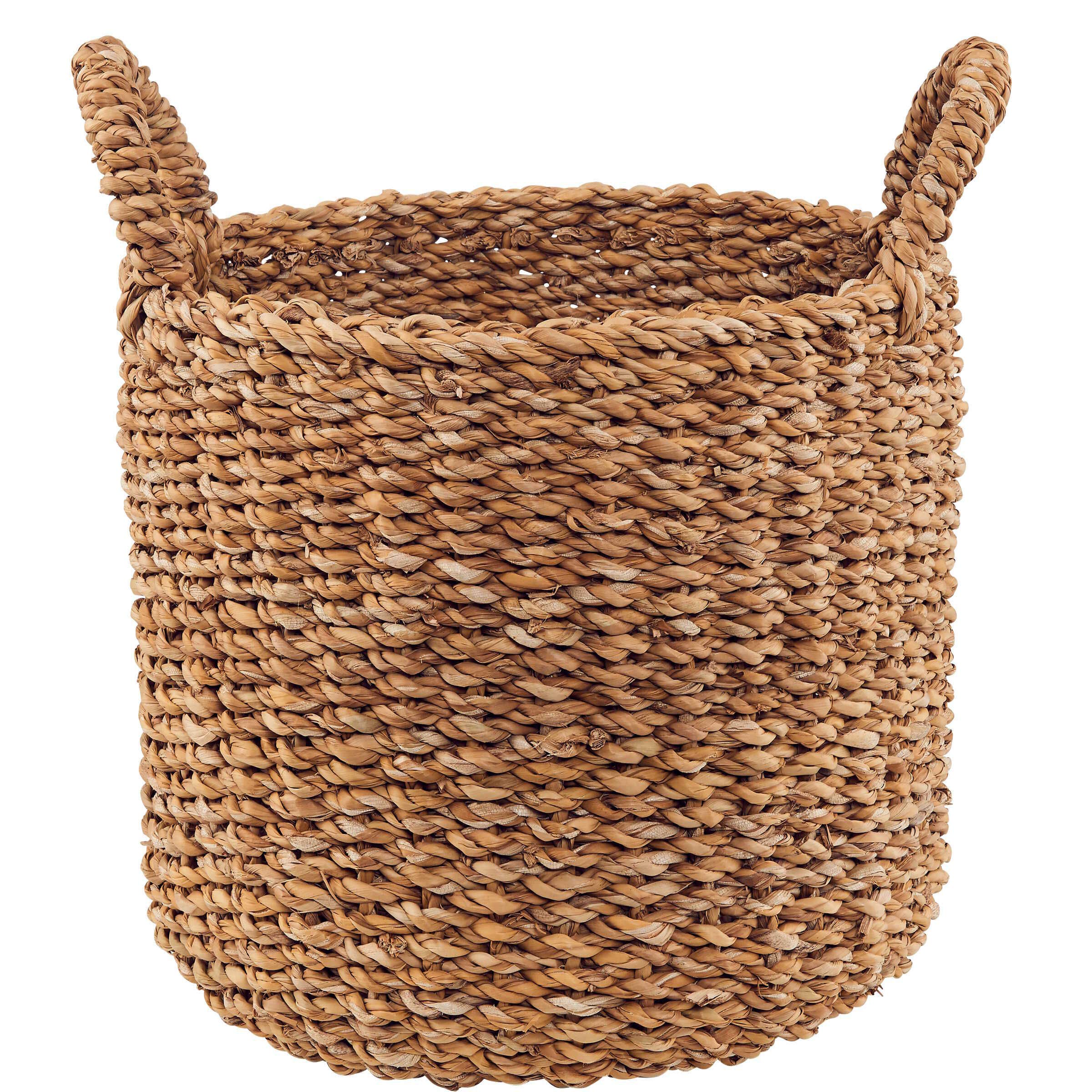 Boltze Korb Sophy 3-teilig (rund, mit Griffen, Aufbewahrungskörbe aus Seegras, natürliche Farben, Deko-Körbe im Boho Stil, Skandinavisch, ø 30-40 cm) 2952500