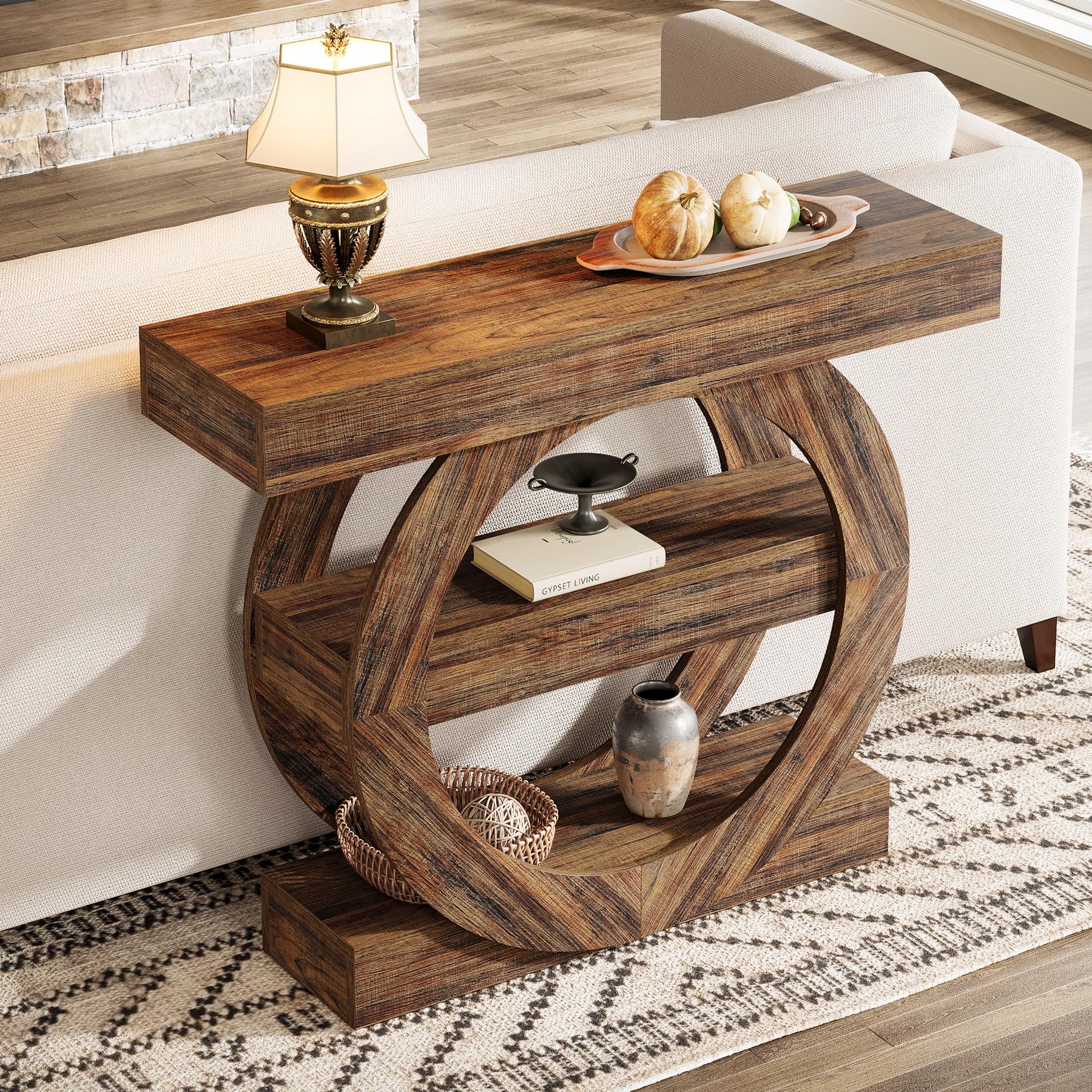 Tribesigns 160 cm lange consoletafel, boerderij entree tafel achter bank, houten foyer standaard instapstation, moderne hal accent meubels voor woonkamer decor, entree, natuurlijke houten afwerking Tribesigns 160 cm lange consoletafel, boerderij entree tafel achter bank, houten foyer standaard instapstation, moderne hal accent meubels voor woonkamer decor, entree, natuurlijke houten afwerking