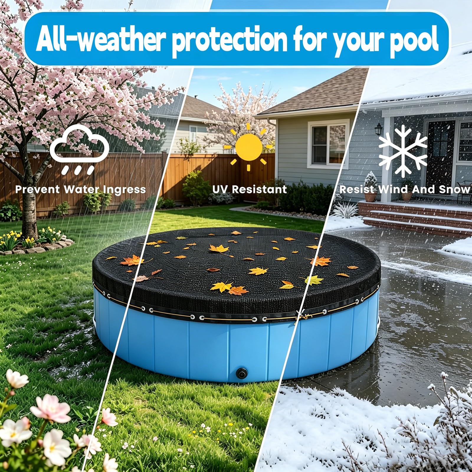 Bâche De Piscine Ronde Filet Anti-Feuilles Housse Anti-Soleil pour Piscine Hors Sol Housse De Piscine Ronde pour Chiens Et Enfants(Circle Diameter 4.5 m)