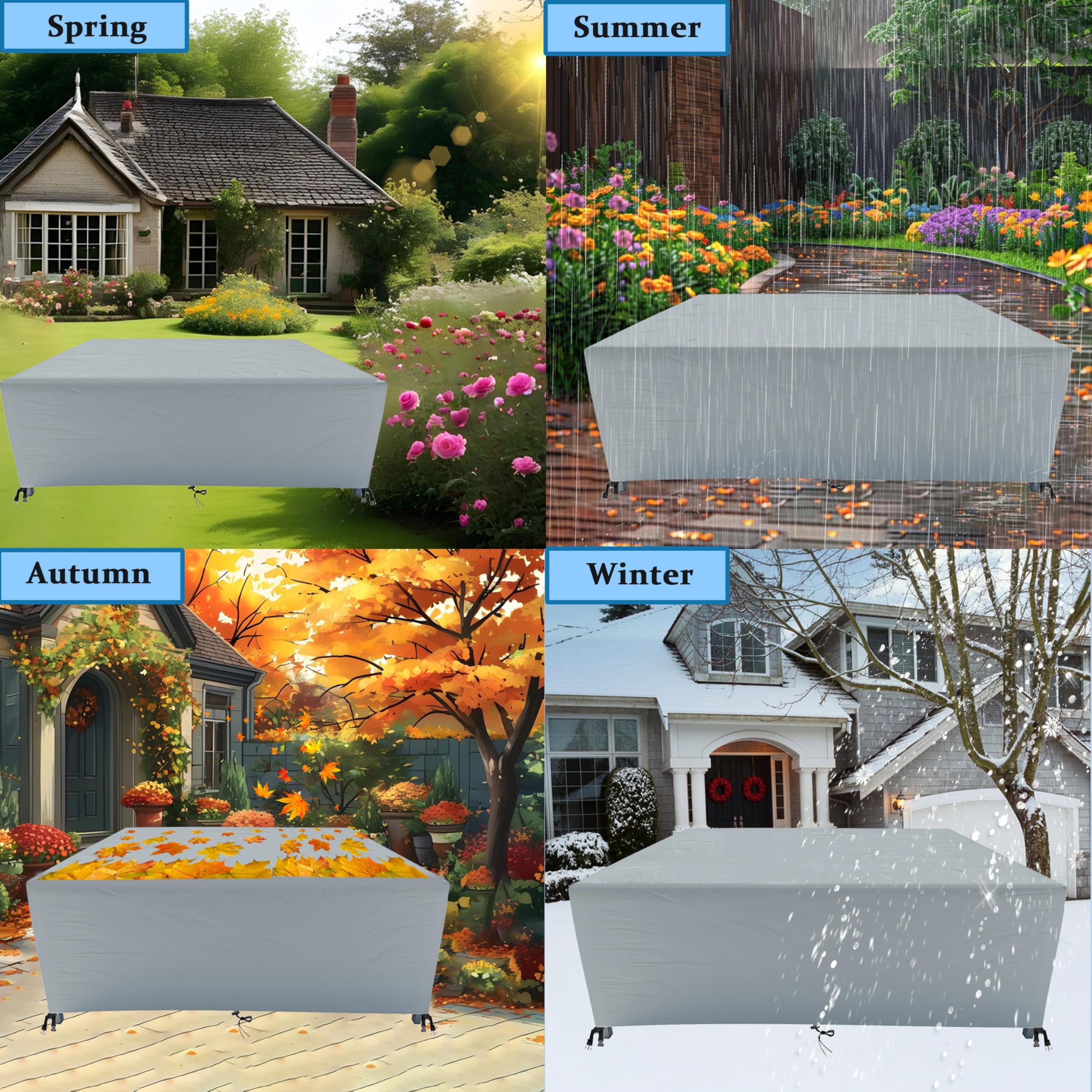 HNKDKJ Copertura Per Mobili da Giardino 180x80x45cm/LxWxH Tessuto Oxford 420D Copritavolo Tavolo da Esterno Copritavolo Esterno Impermeabile Antivento Anti-UV Copertura Tavolo Esterno Rettangolare