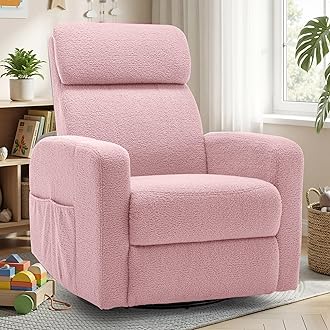 Power Swivel Recliner Chairs for Adults, Electric Glider Rocking Chair Nursery, Glider Recliner Nursery Chair with Classified Side Pocket, Nursery Rocking Chairs with USB and Type-C Ports