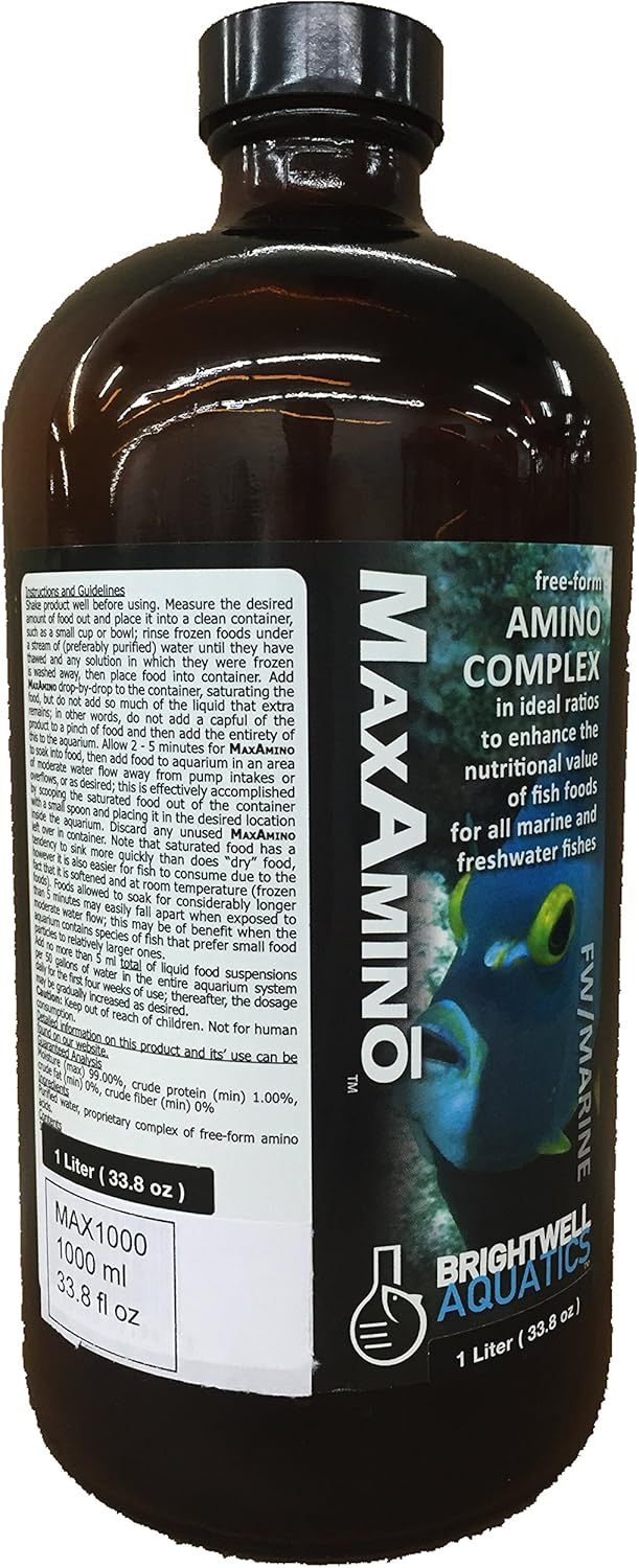 Brightwell Aquatics MaxAmino - Liquid Amino Acid Complex for All Marine & Freshwater Fish, 1000-ml