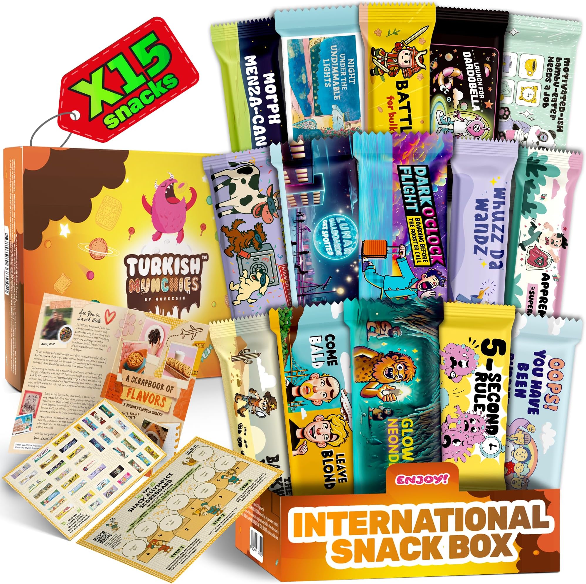 International Snack Box, Unique Experience with Universal Exotic Candies and Treats from around the World, Gift-Ready Foreign Foods in Packages Inspired by European, Japanese and Korean Cultures