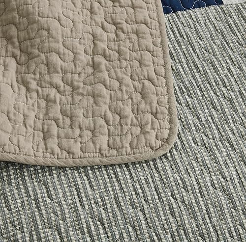 Miniatura 7 de Chezmoi Collection - Juego de colcha de 3 piezas, diseño de parches, de algodón