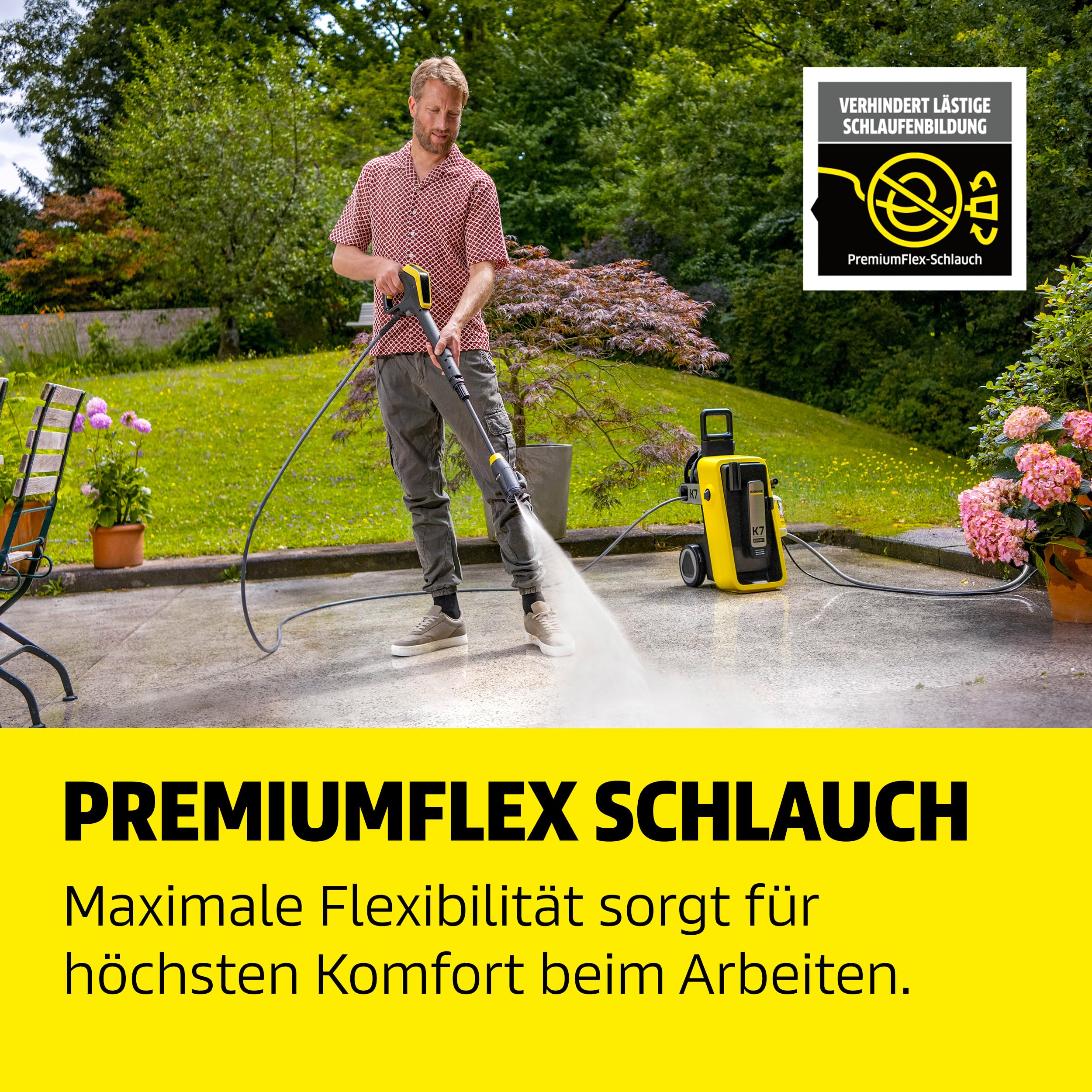 Kärcher Hochdruckreiniger K 7 Comfort Premium Connect Car & Home, max. 180 bar, Fördermenge: 600 l/h, Fläche: 60 m²/h, extra flexibler Hochdruckschlauch, Schlauchtrommel, App-Steuerung, Car & Home Kit