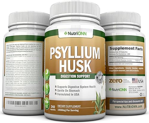 Miniatura 6 de Cápsulas de cáscara de PSYLLIUM - 1450 mg por porción - 240 cápsulas - Doble resistencia - Suplemento de fibra de psyllium premium - Ideal para