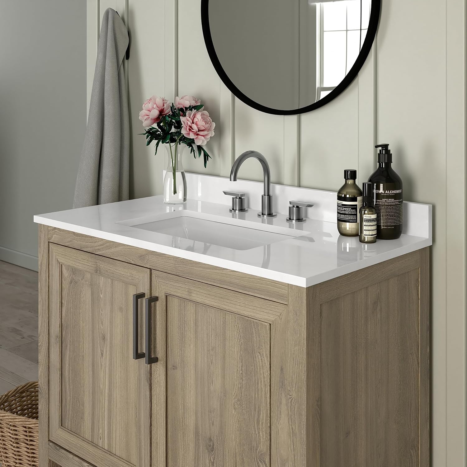 Emma and Oliver 36" Brown Bathroom Vanity with Carrara Marble Countertop