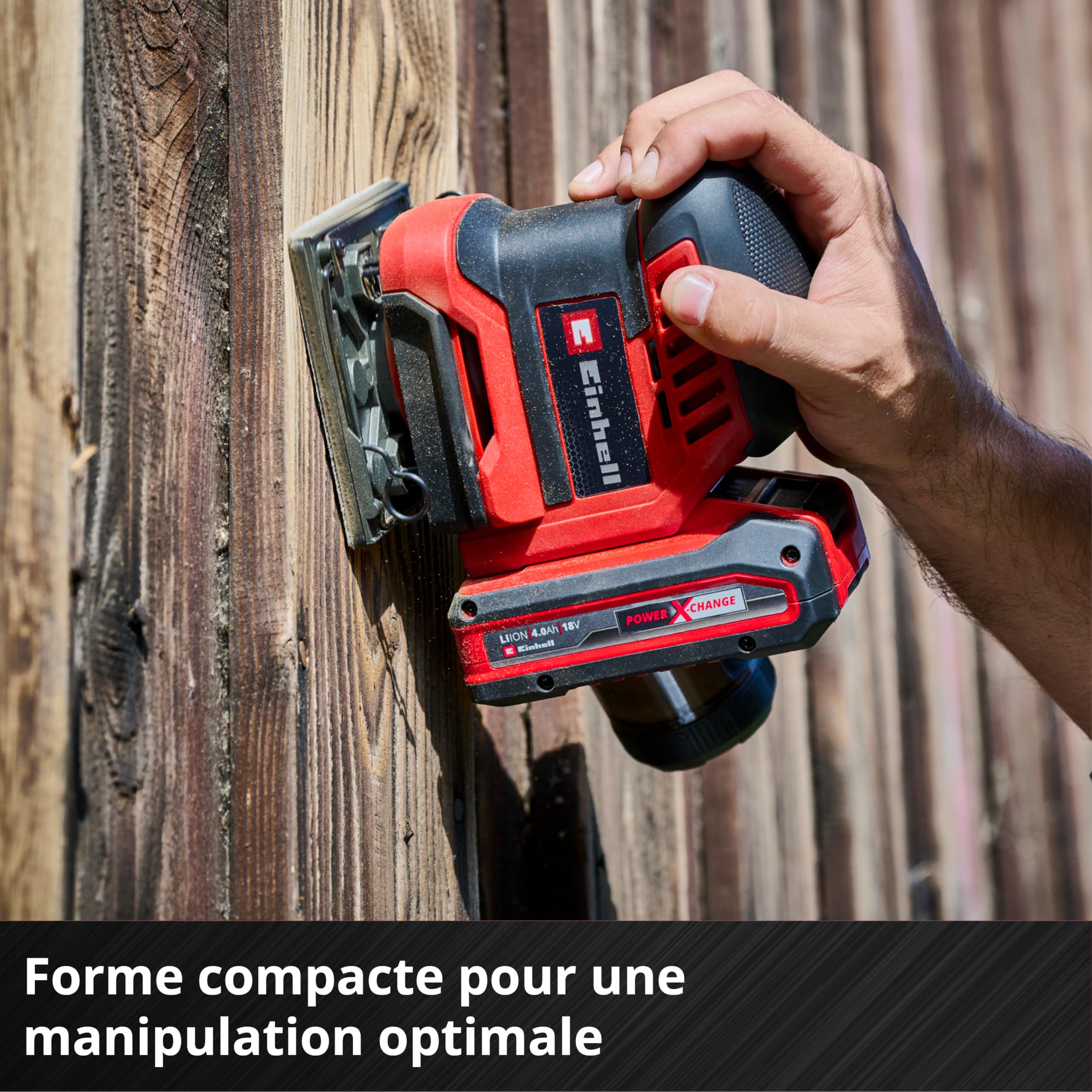 Einhell Ponceuse à main sans fil TE-OS 18/113 3X Li-Solo Power X-Change (18 V, ponceuse vibrante, 3 plateaux interchangeables, circuit d’oscillation de 1,8 mm, avec accessoires, sans batterie)