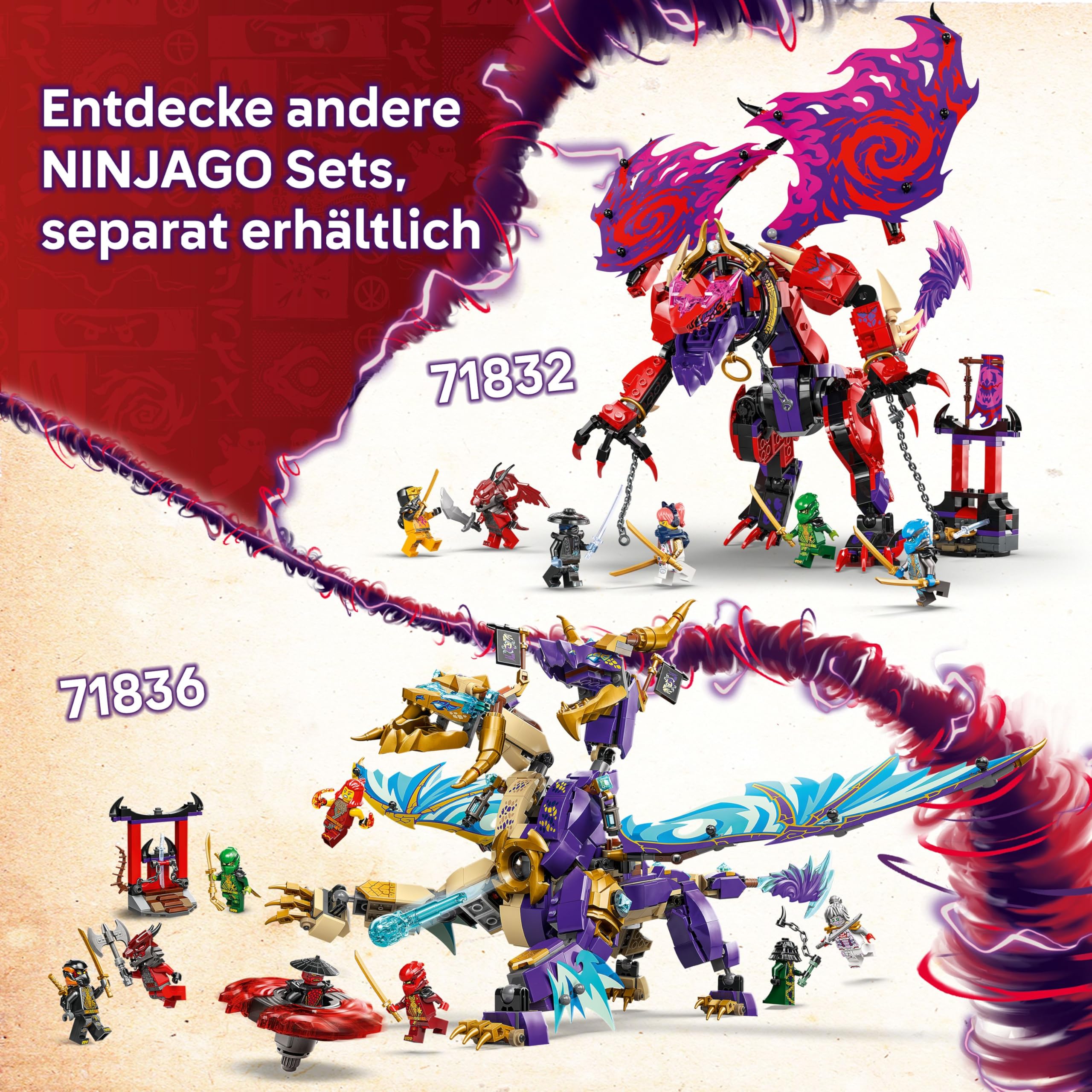 LEGO NINJAGO Lichtbogendrache - Spielzeug mit 8 Minifiguren und einem Spinjitzu-Spinner - Interaktives Ninja Bauspielzeug für Jungen & Mädchen ab 9 Jahren - Geschenkidee für Fans 71836