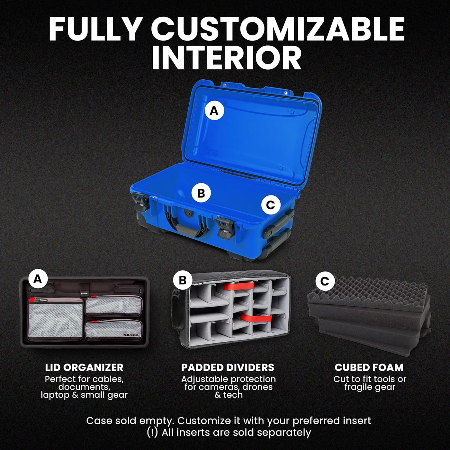 NANUK 935 Hard Case – Waterproof Equipment Case with Wheels, 22” x 14” x 9” – Dustproof and Impact Resistant, Airline Carry-On Approved - Blue - Image 3