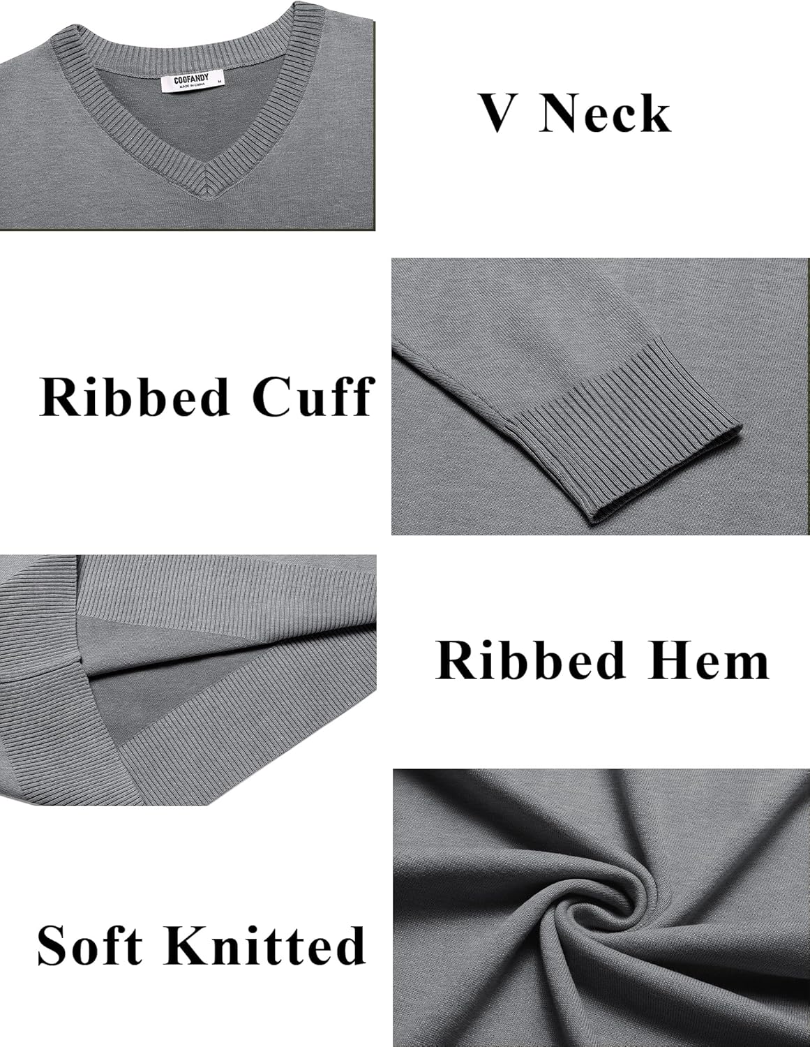 COOFANDY Men's V Neck Sweater Lightweight Knitted Pullover Sweaters - Image 6