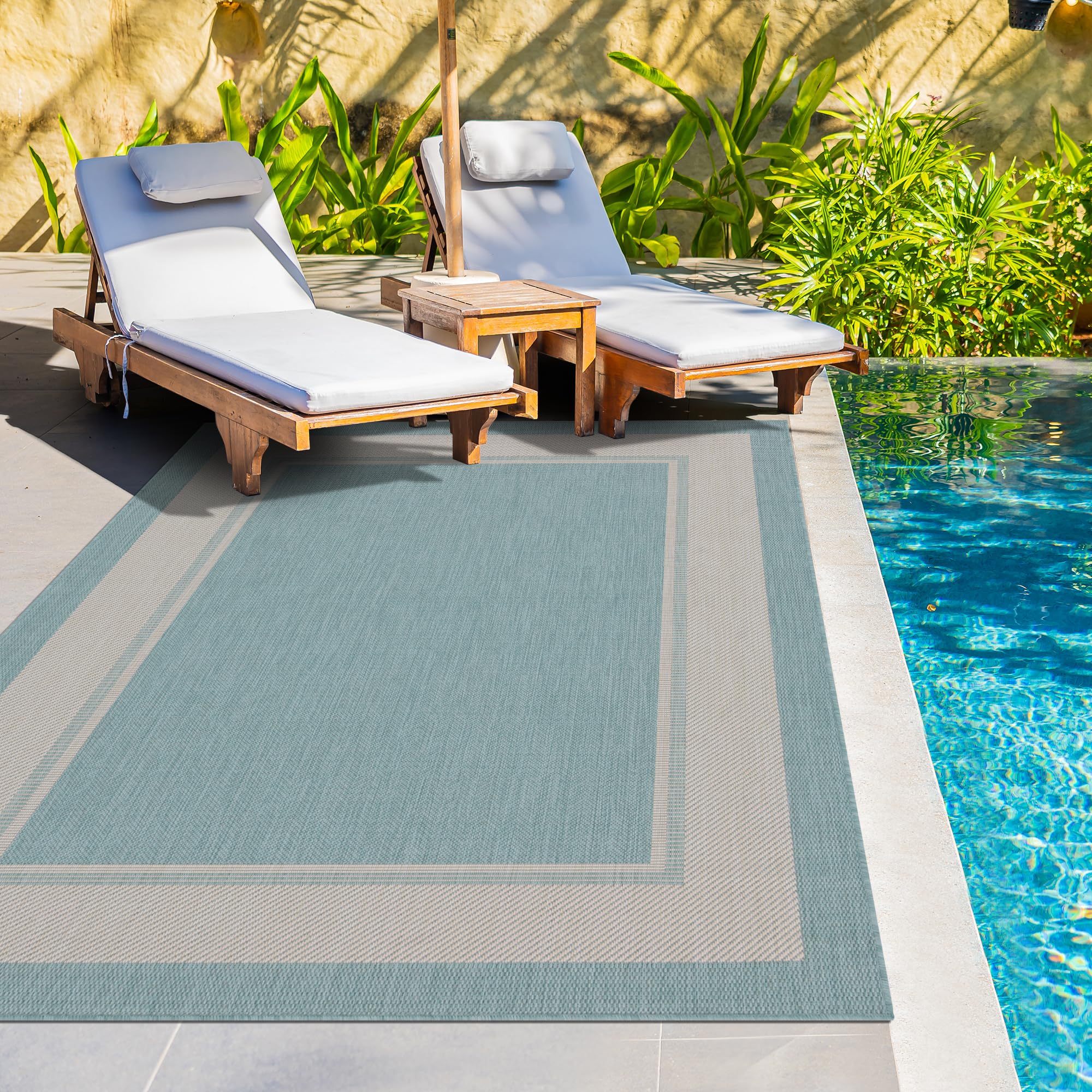 HomeArt Outdoor Rugs | Easy-Cleaning Indoor & Outdoor Area Rugs for Porch, Deck, Balcony, Garden, Picnic, Kitchen, Hallway | UV & Weather-Resistant Large Patio Rug Mats | Anthracite Cream 200 x 290 cm — view 224