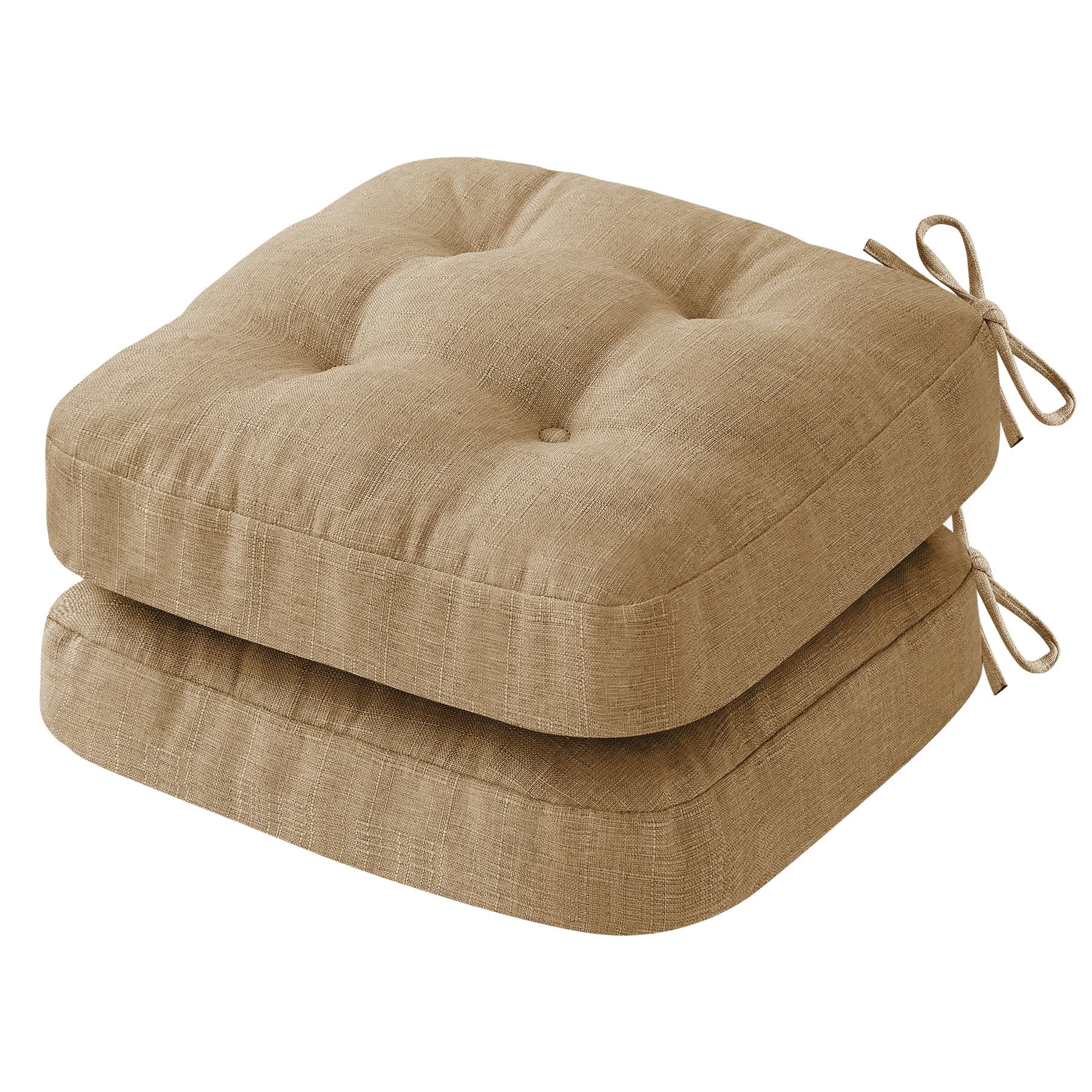 Chair Cushions, Memory Foam Dining Chair Cushions, Tufted Indoor Chair Pads, Set of 4, 16.5' x 16.5' x 3.5', Beige — view 31