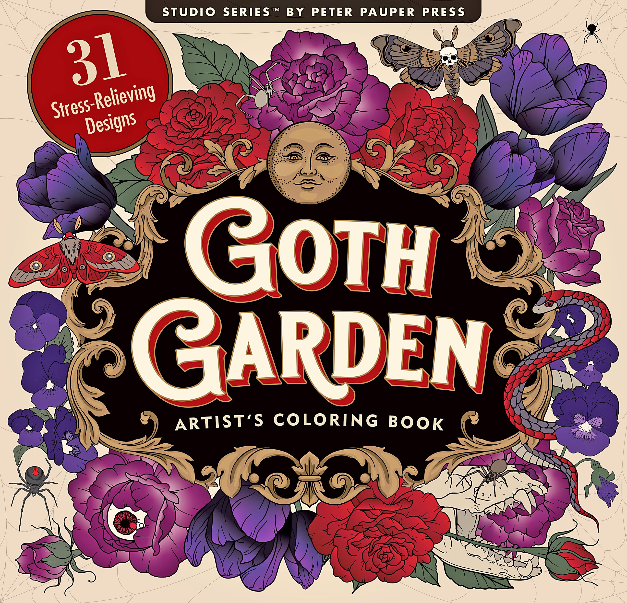 Goth Garden Adult Coloring Book (31 one-sided designs on thick paper)