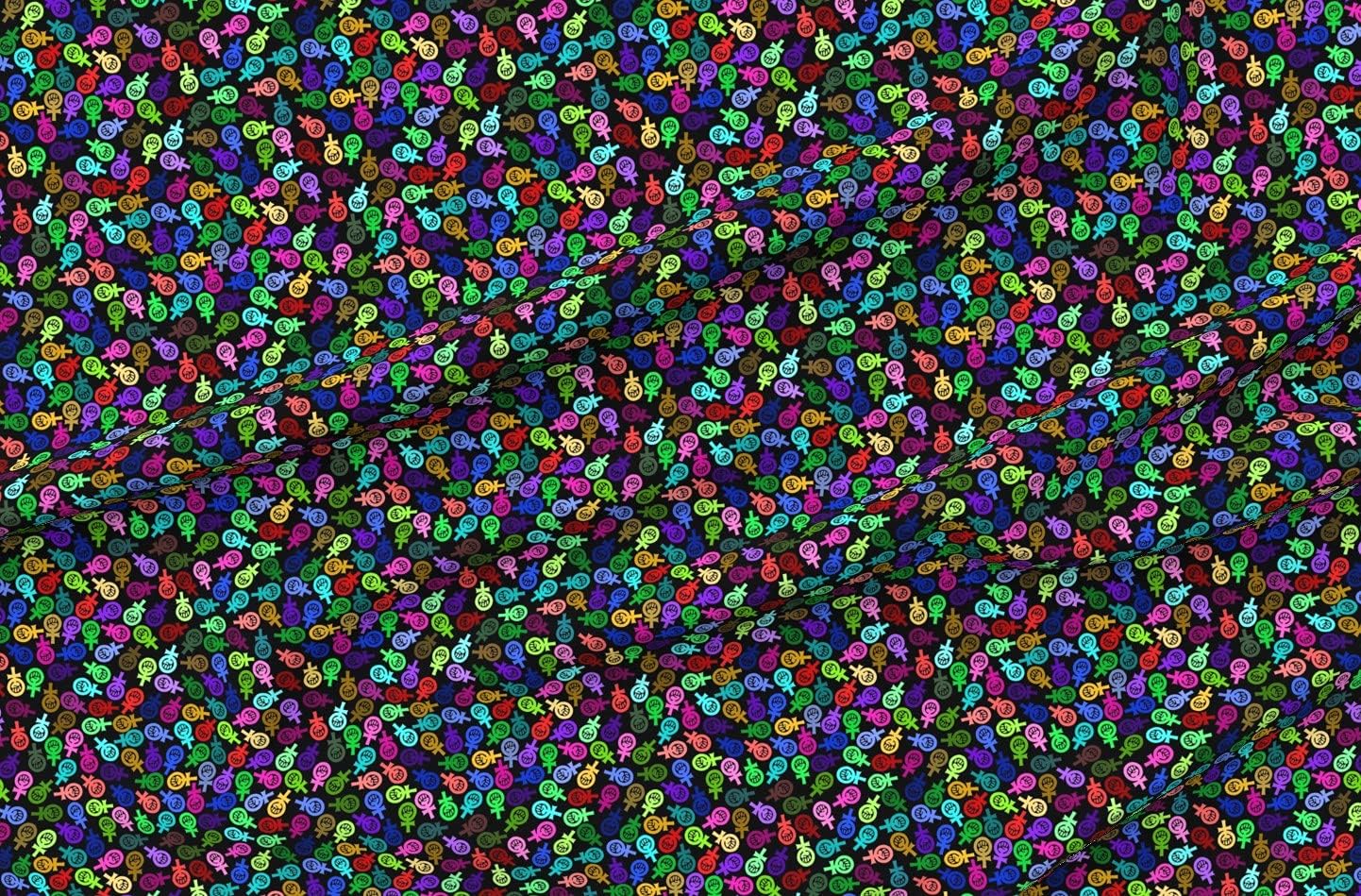 Spoonflower Fabric - Black Rainbow Female Symbol Feminist Girl Women Lady Woman Printed on Organic Cotton Sateen Fabric by The Yard - Sewing Quilting Apparel Home Decor