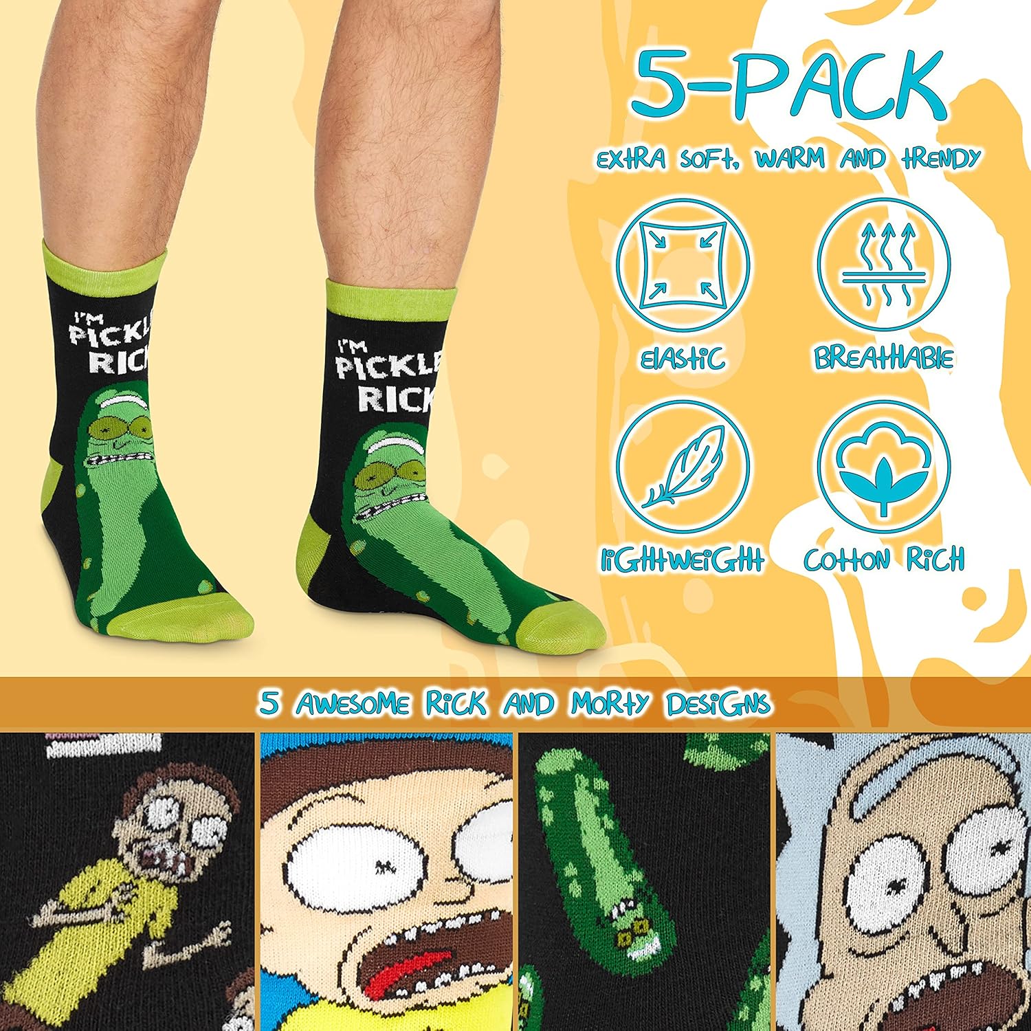 Offizielles Rick and Morty Socken Herren Set - Lustige Motivsocken für Fans der Kultserie Photo 3
