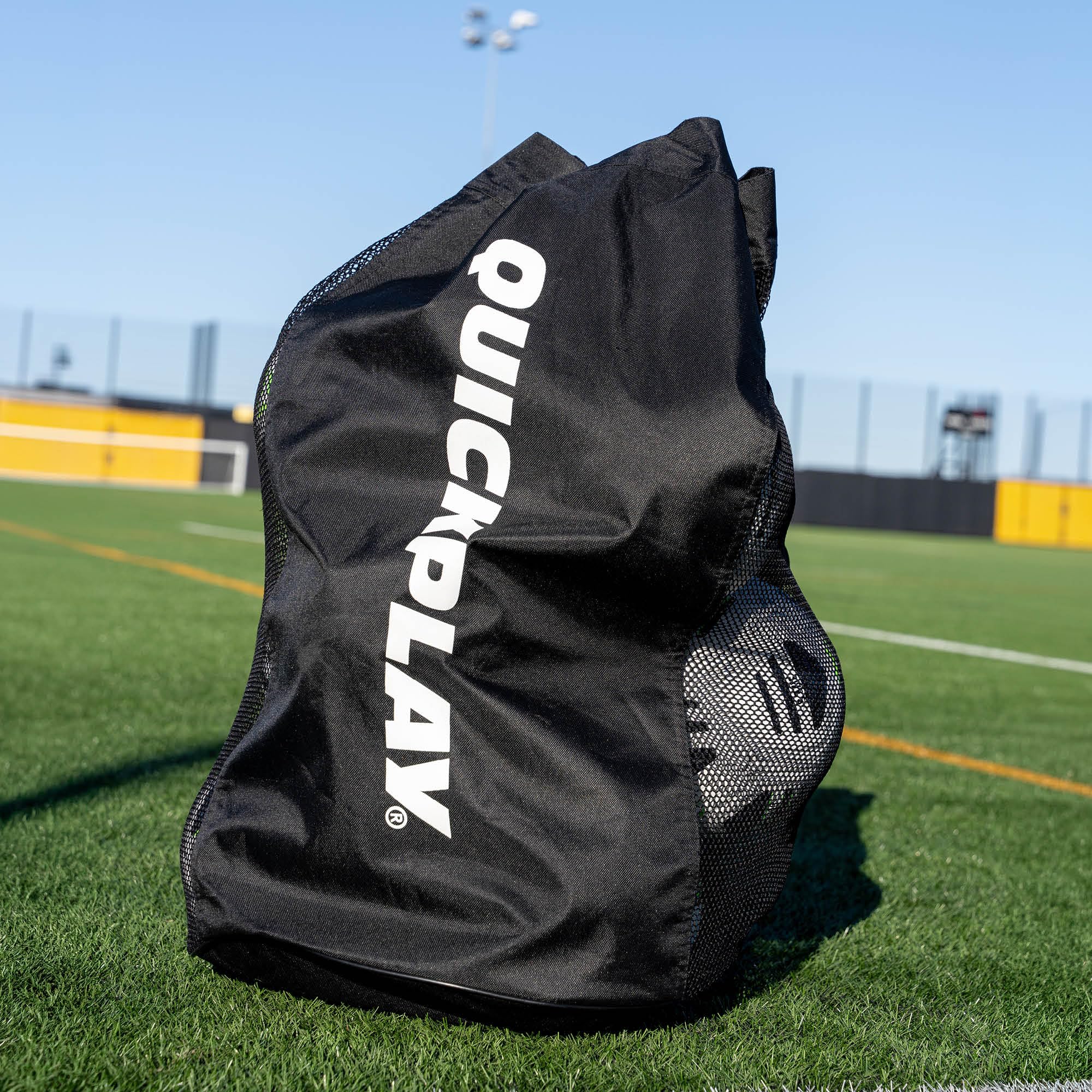 QUICKPLAY 10 Ball Carry Bag - Football Bag for Balls with Mesh Panels, Reinforced Base Football Ball Bag, Adjustable Strap Football Carry Bag
