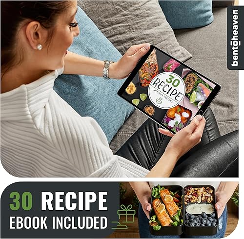 Miniatura 5 de Bentoheaven Lonchera Bento de alta calidad para adultos con compartimentos para mujeres y hombres, juego de utensilios, palillos y recipiente de