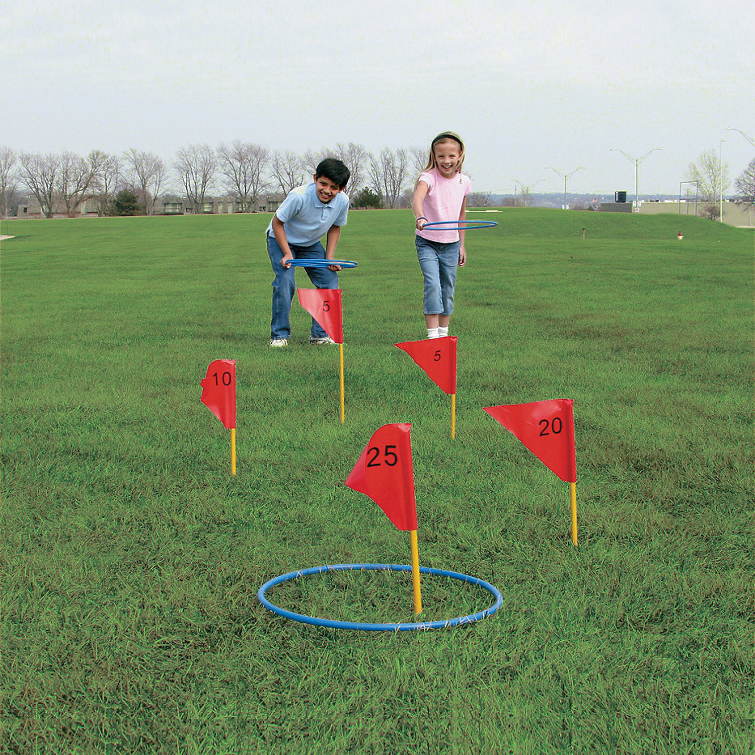 Large Outdoor Ring Toss Game - Includes Rings and Flags - Yards Toys and Active Play