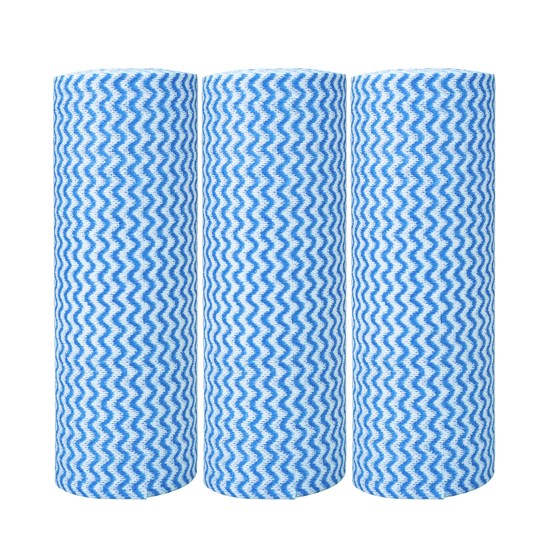 JEBBLAS Disposable Cleaning Towels Kitchen Dish Cloths Reusable Cleaning Cloth Roll Wipe Thick Handy Quick-Dry 50 Count/Roll, Total 3 Rolls, Blue