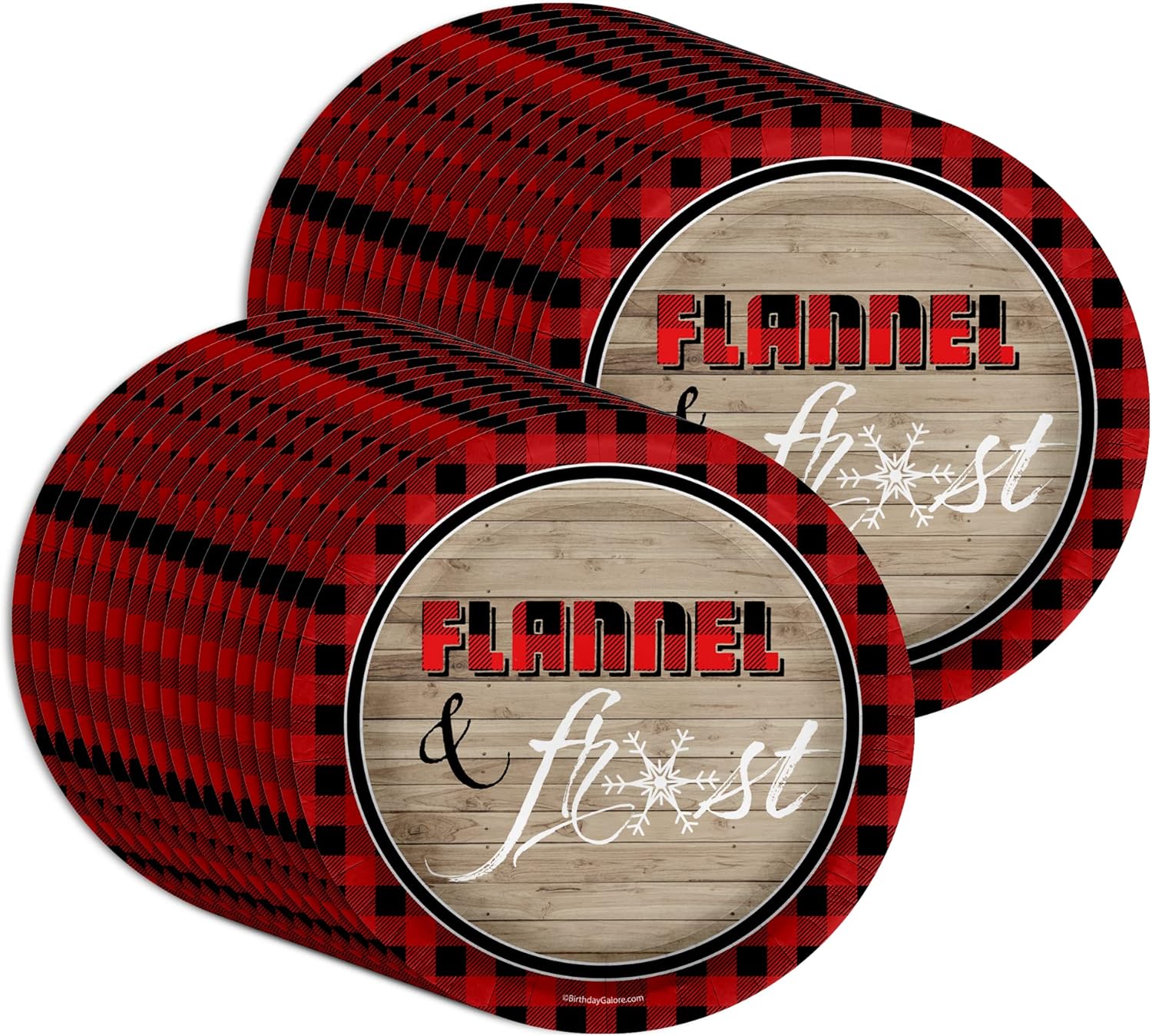 Winter Paper Plates In Bulk Red and Black Buffalo Check